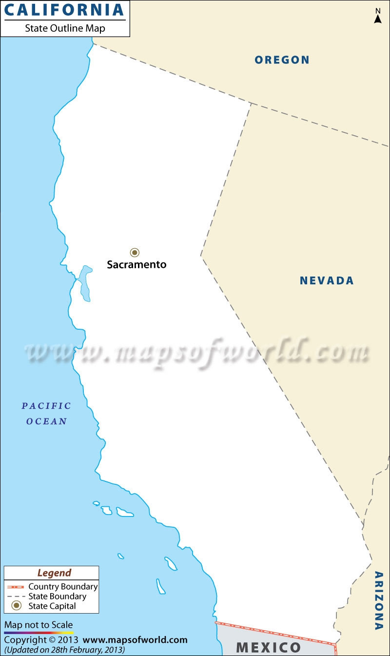 California Outline Map MapsofWorld California Outline Map MapsofWorld