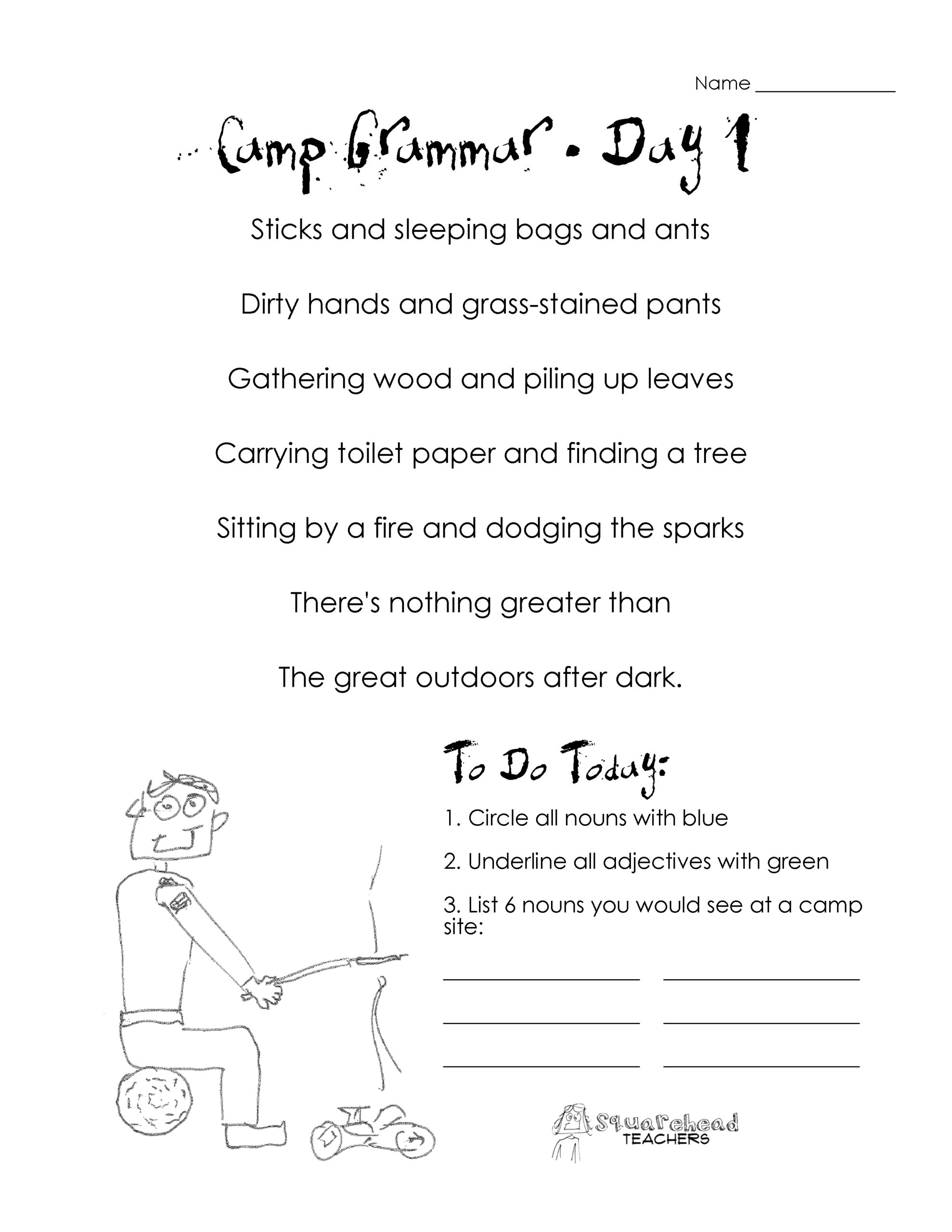 Camp Grammar 4 Days Of Free Worksheets For Upper Grades 