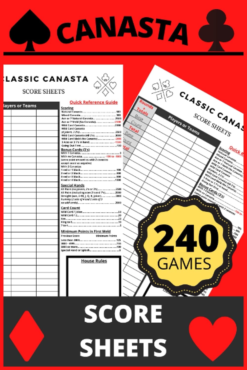 Canasta Score Sheets Classic Canasta Card Game Score Pad For Score Keeping Rules And Point Values Jordan Grant Fanaticz Tabletop 9798523334801 Amazon Books