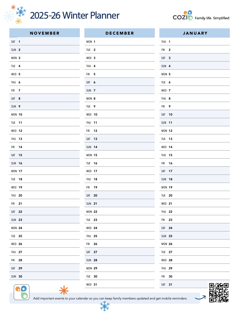 Celebrate Stress Free With Free Holiday Planner Printables Cozi Family Organizer Celebrate Stress Free With Free Holiday Planner Printables Cozi Family Organizer