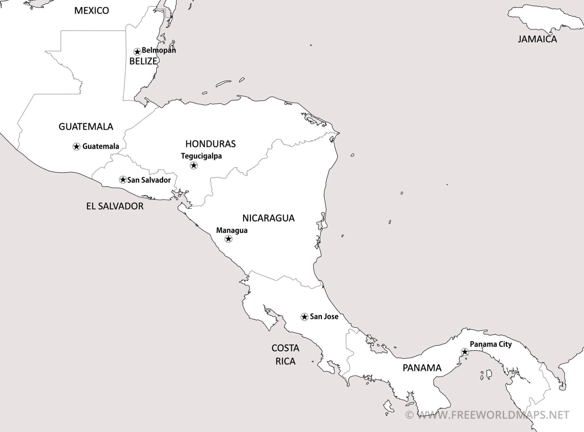 Map Of Central America Printable