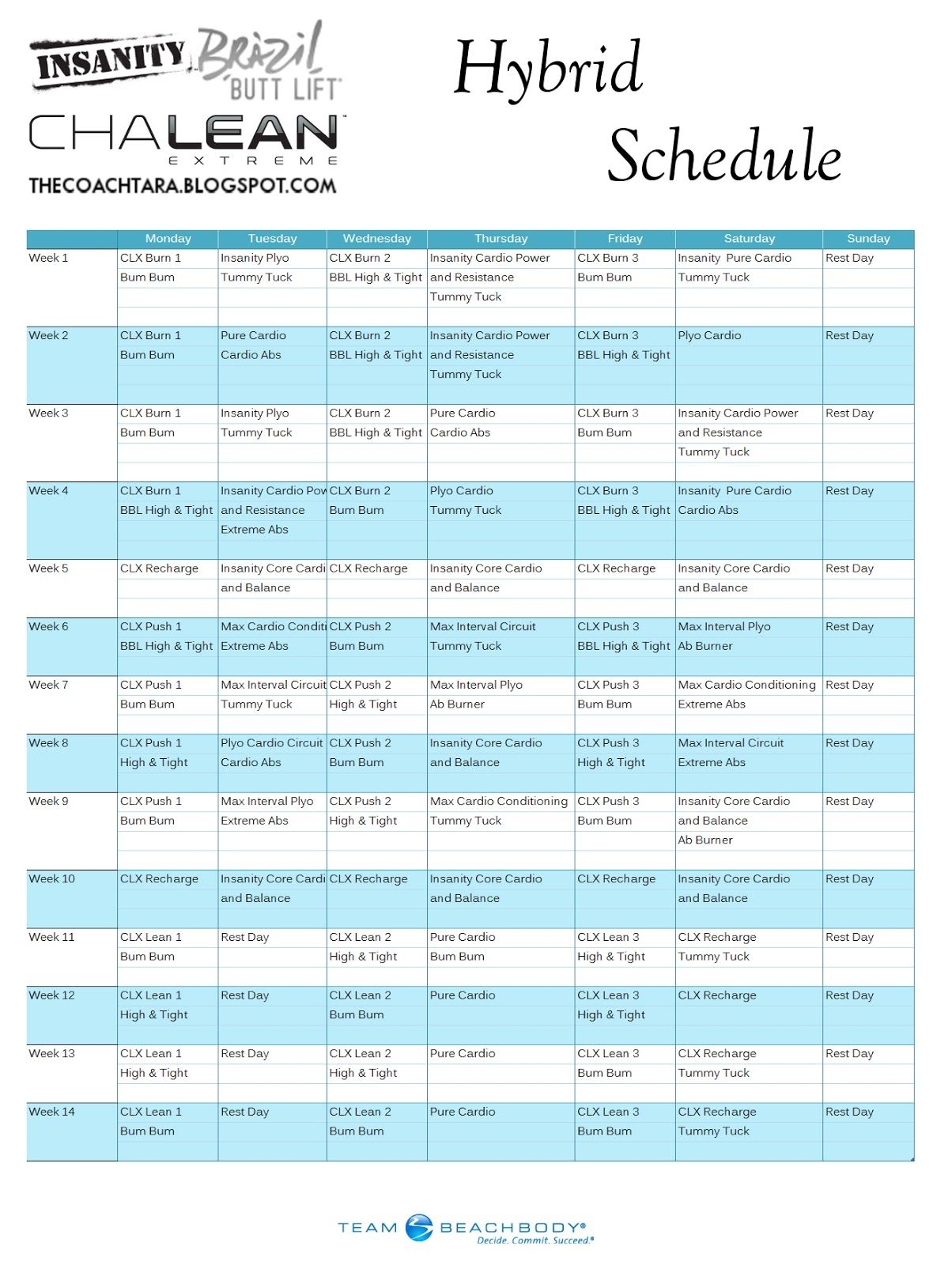 Chalean Extreme Workout Calendar Printable Chalean Extreme Workout Calendar Printable