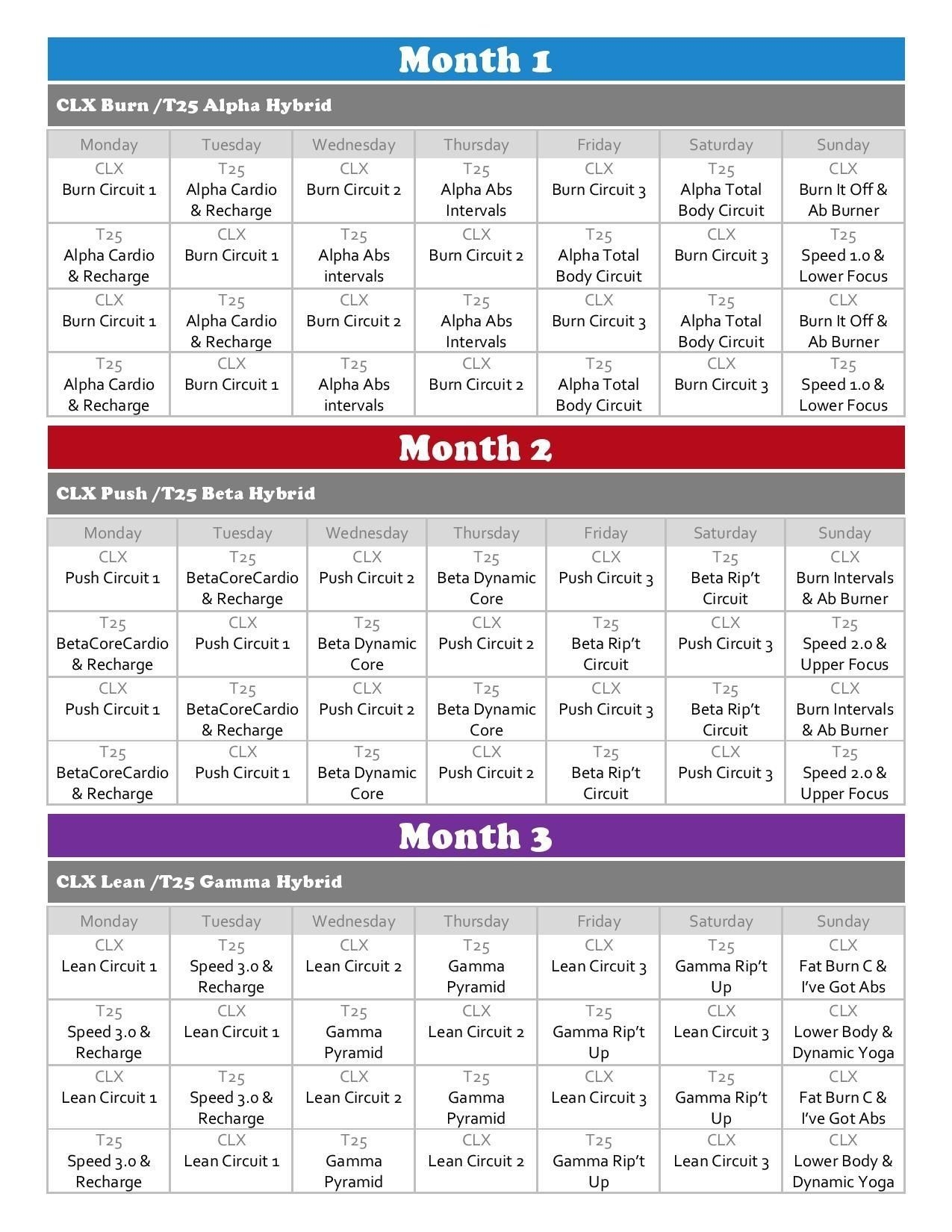 Chalean Extreme Calendar Printable Chalean Extreme Calendar Printable