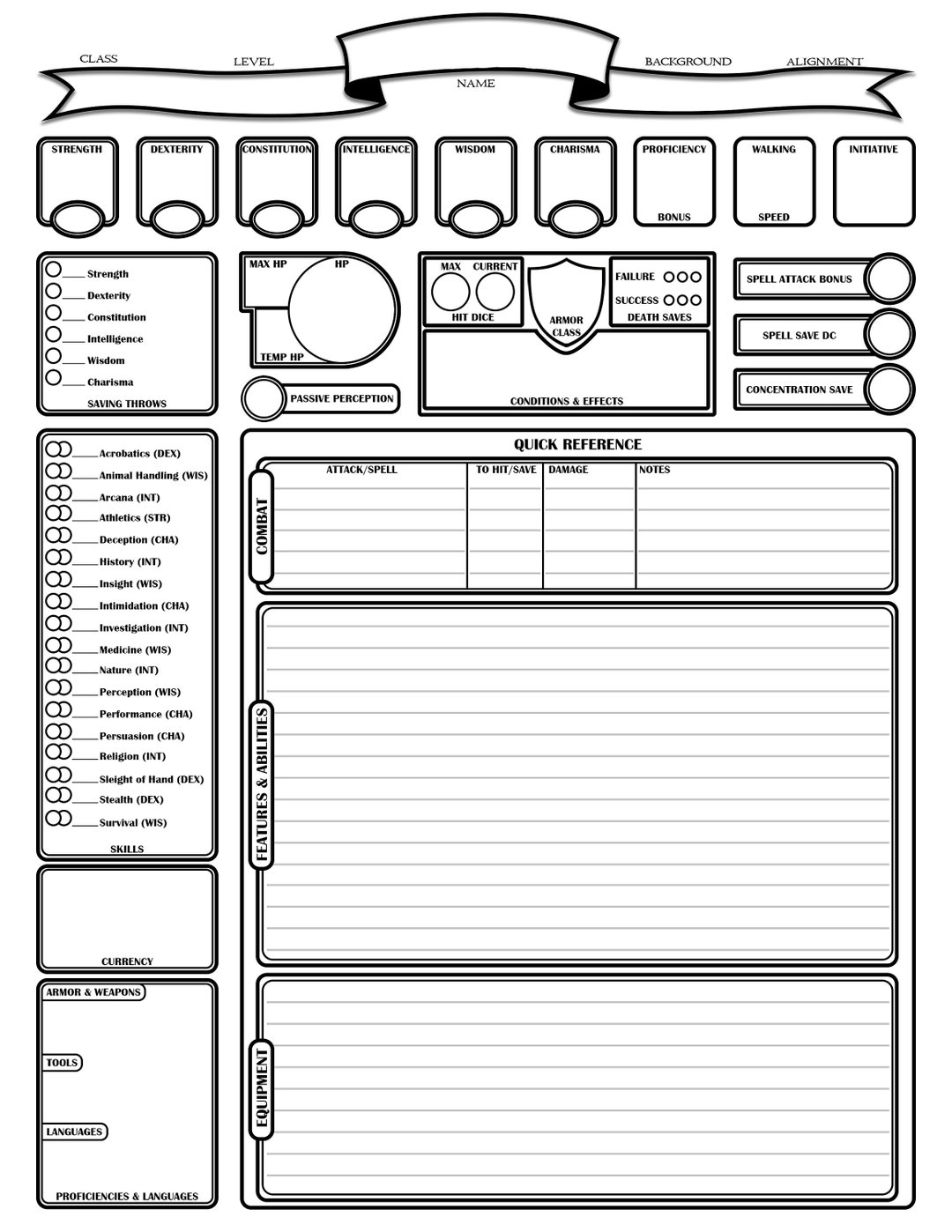 Character Sheet D D 5E Etsy Character Sheet D D 5E Etsy