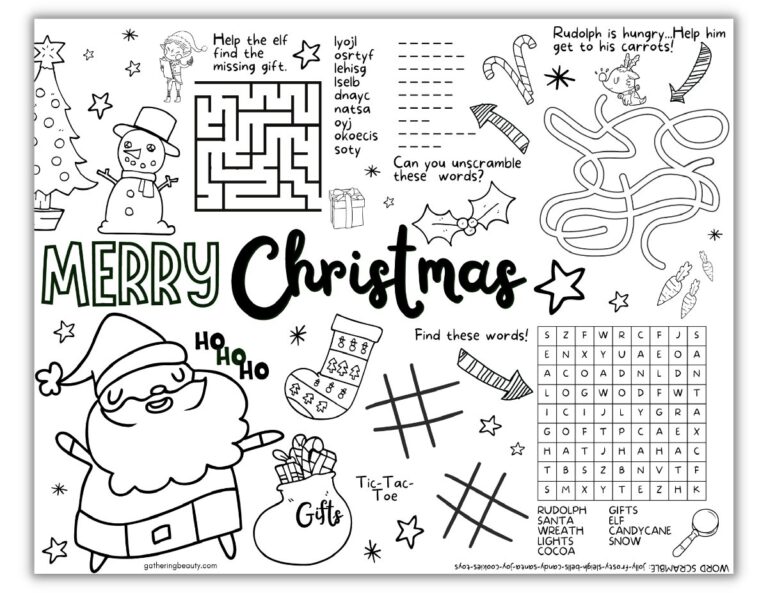 Christmas Coloring Activities For Kids Free Printable Gathering Beauty