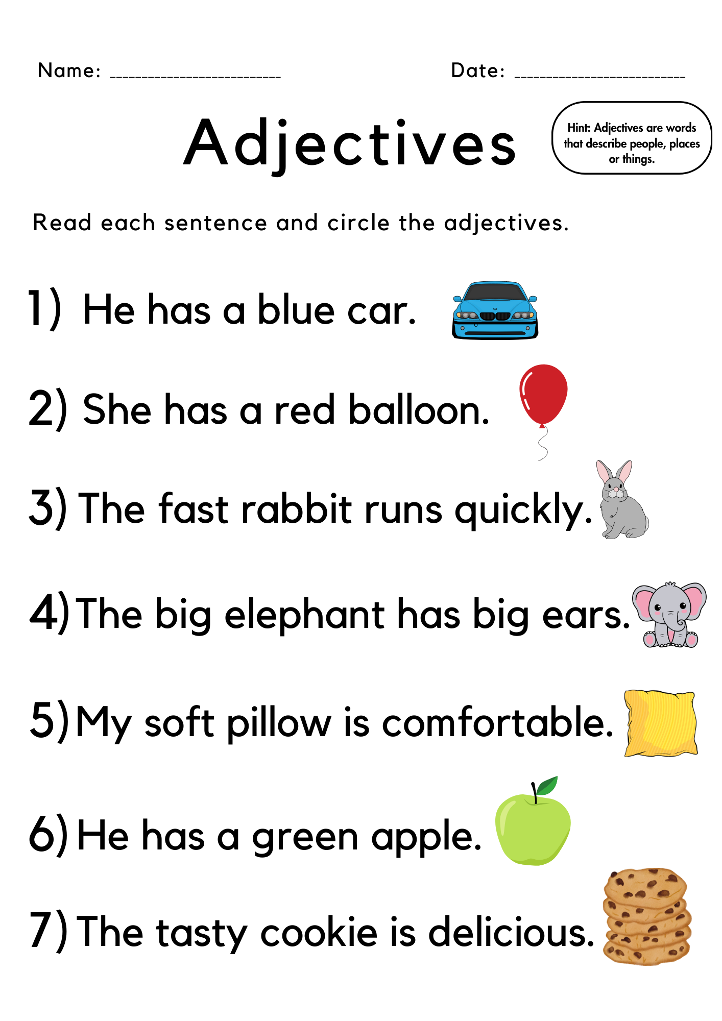 Circle The Adjective With Answers Worksheet For Grade 1 Made By Teachers Circle The Adjective With Answers Worksheet For Grade 1 Made By Teachers