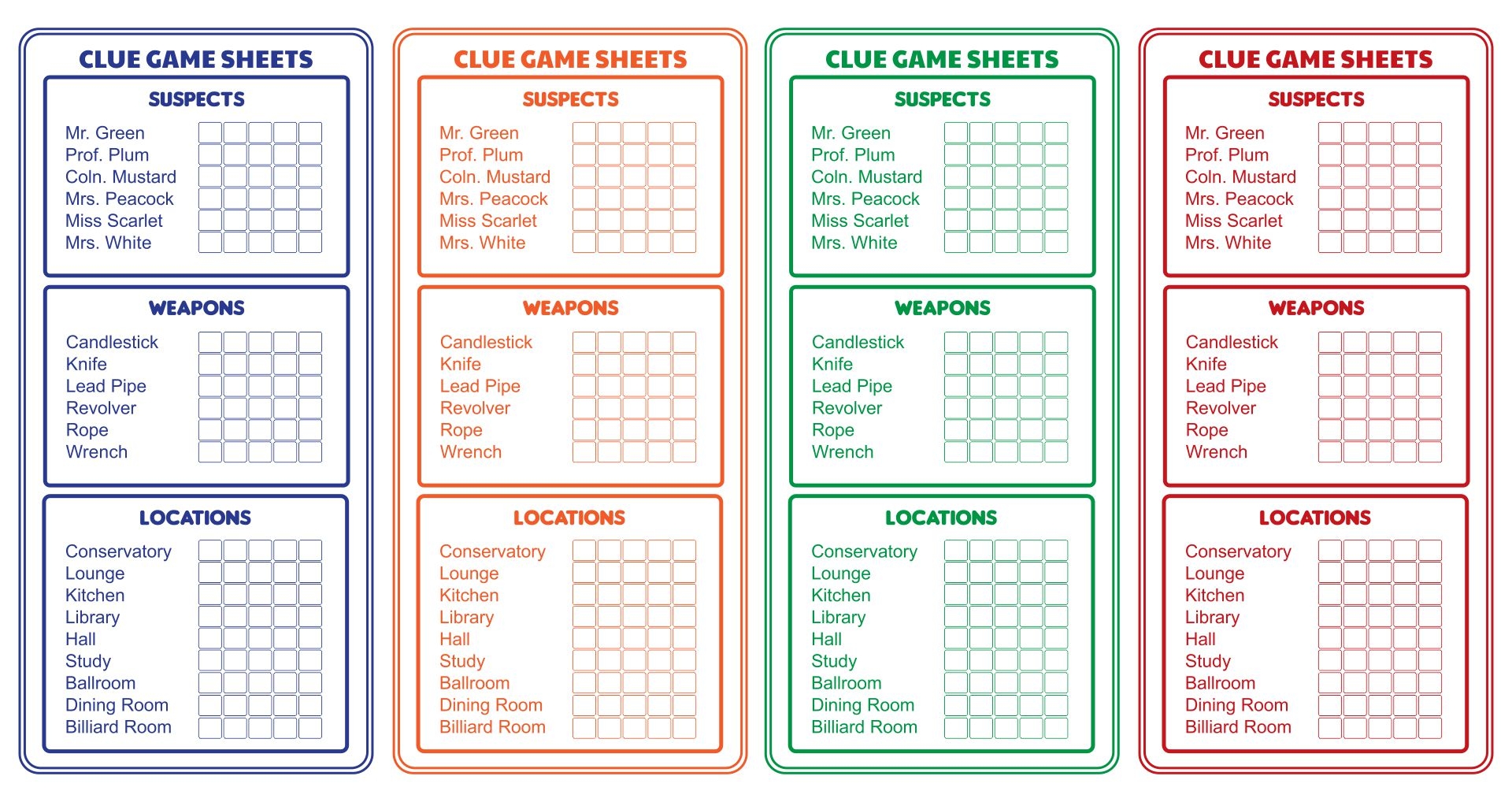 Clue Board Game 10 Free PDF Printables Printablee Clue Board Game 10 Free PDF Printables Printablee