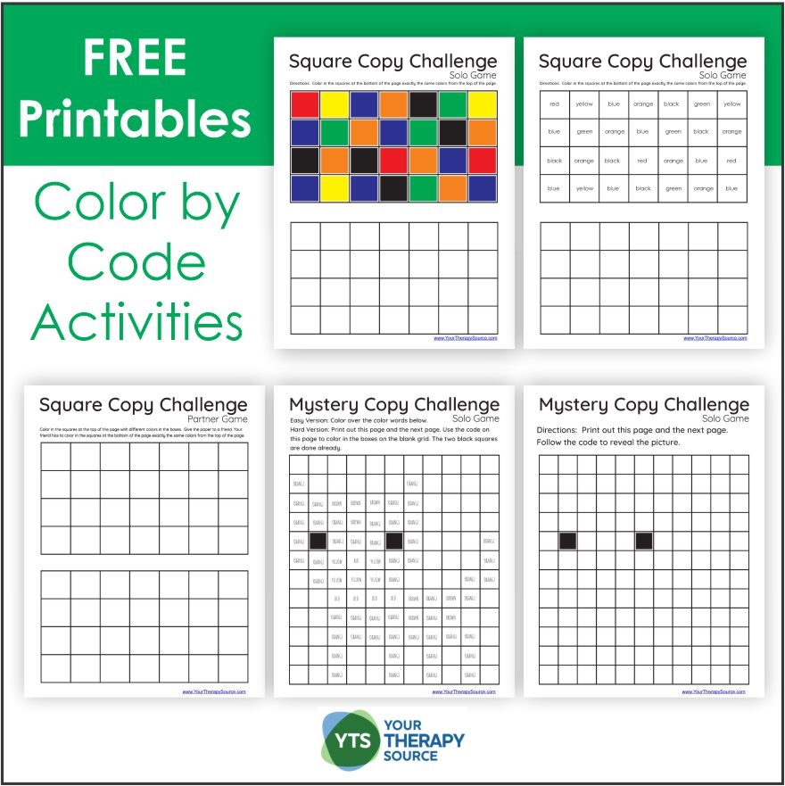 Color By Code Worksheets FREE Printables Your Therapy Source