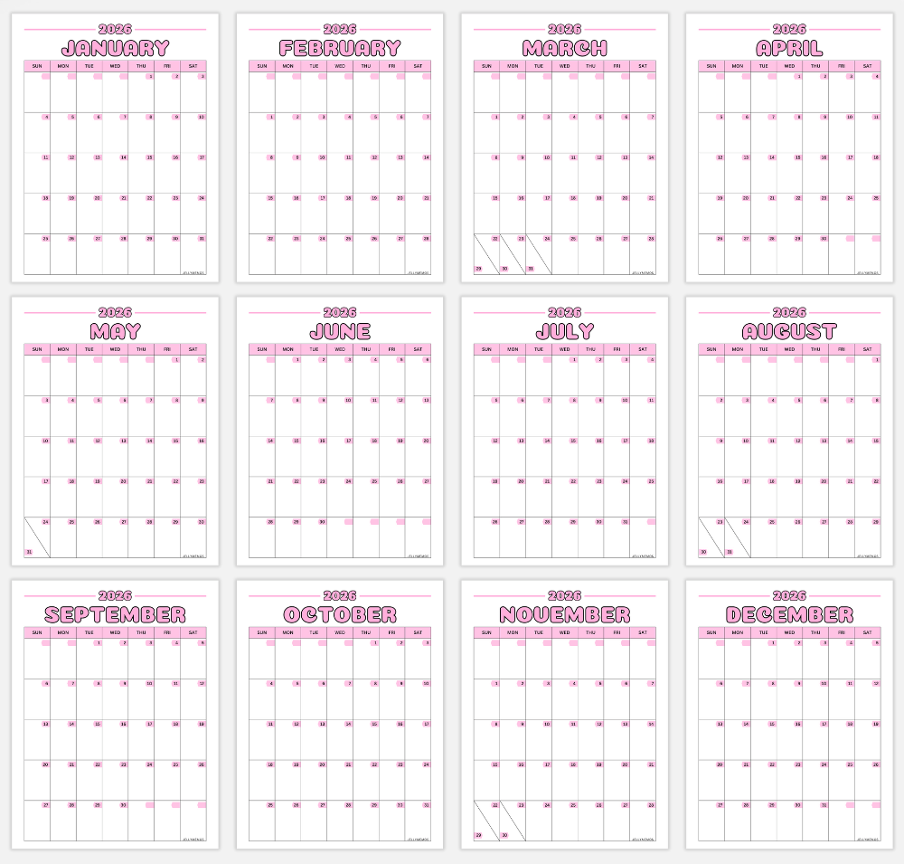 Colorful Calendar Printable Templates For 2026 JellyMemos