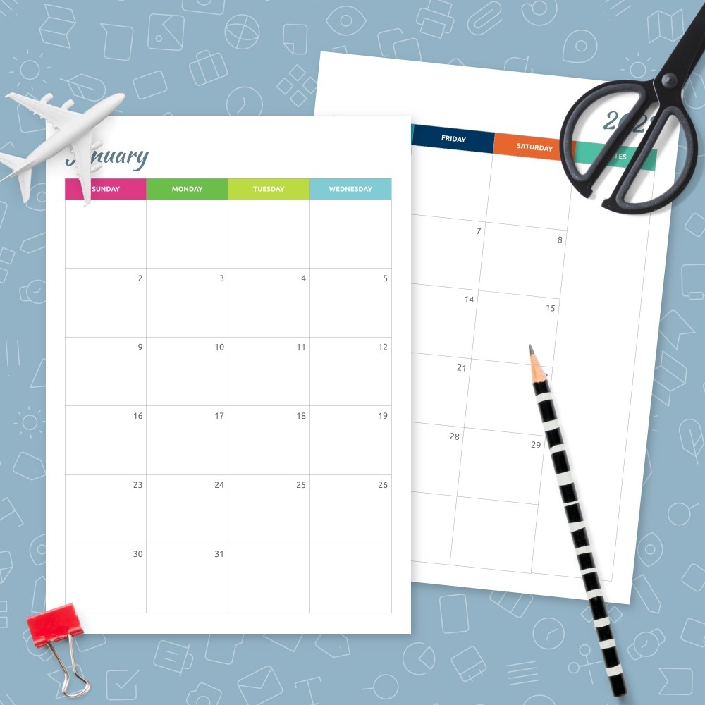 2 Page Calendar Printable 2 Page Calendar Printable