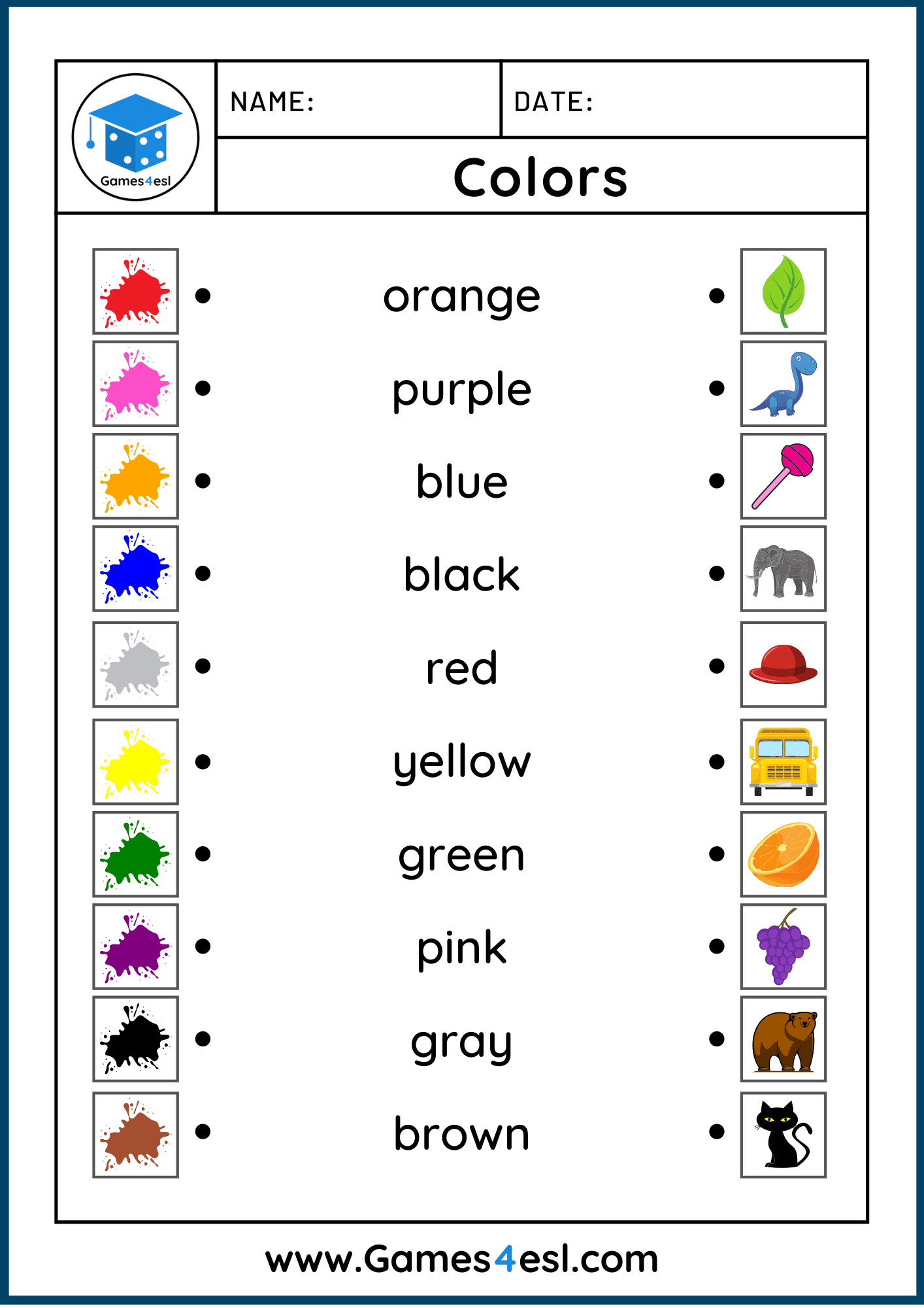 Colors Worksheets Free Worksheets For Teaching Colors Games4esl Colors Worksheets Free Worksheets For Teaching Colors Games4esl