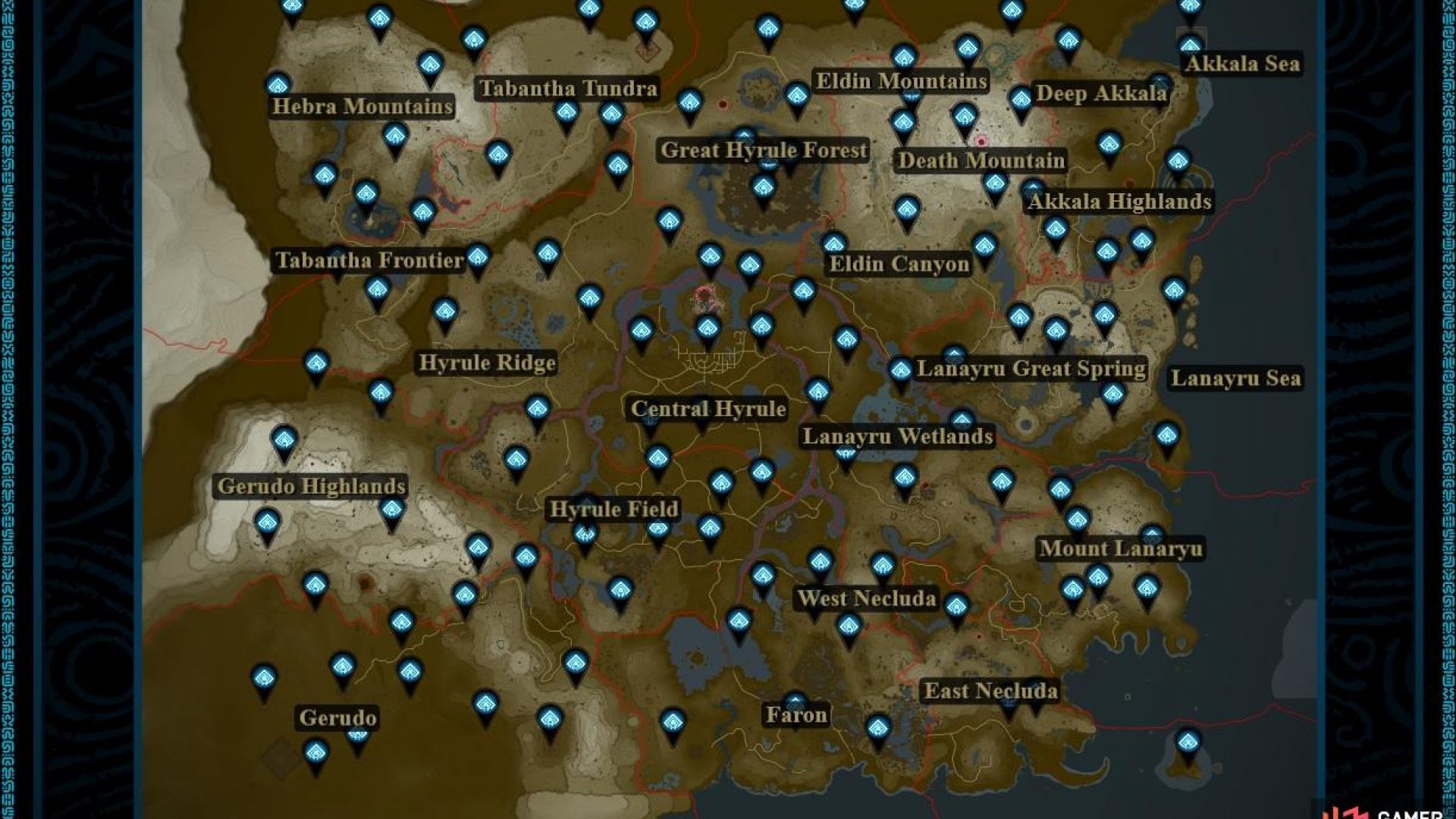 Complete Surface Shrine Map Zelda Tears Of The Kingdom Shrines Worksheets Library