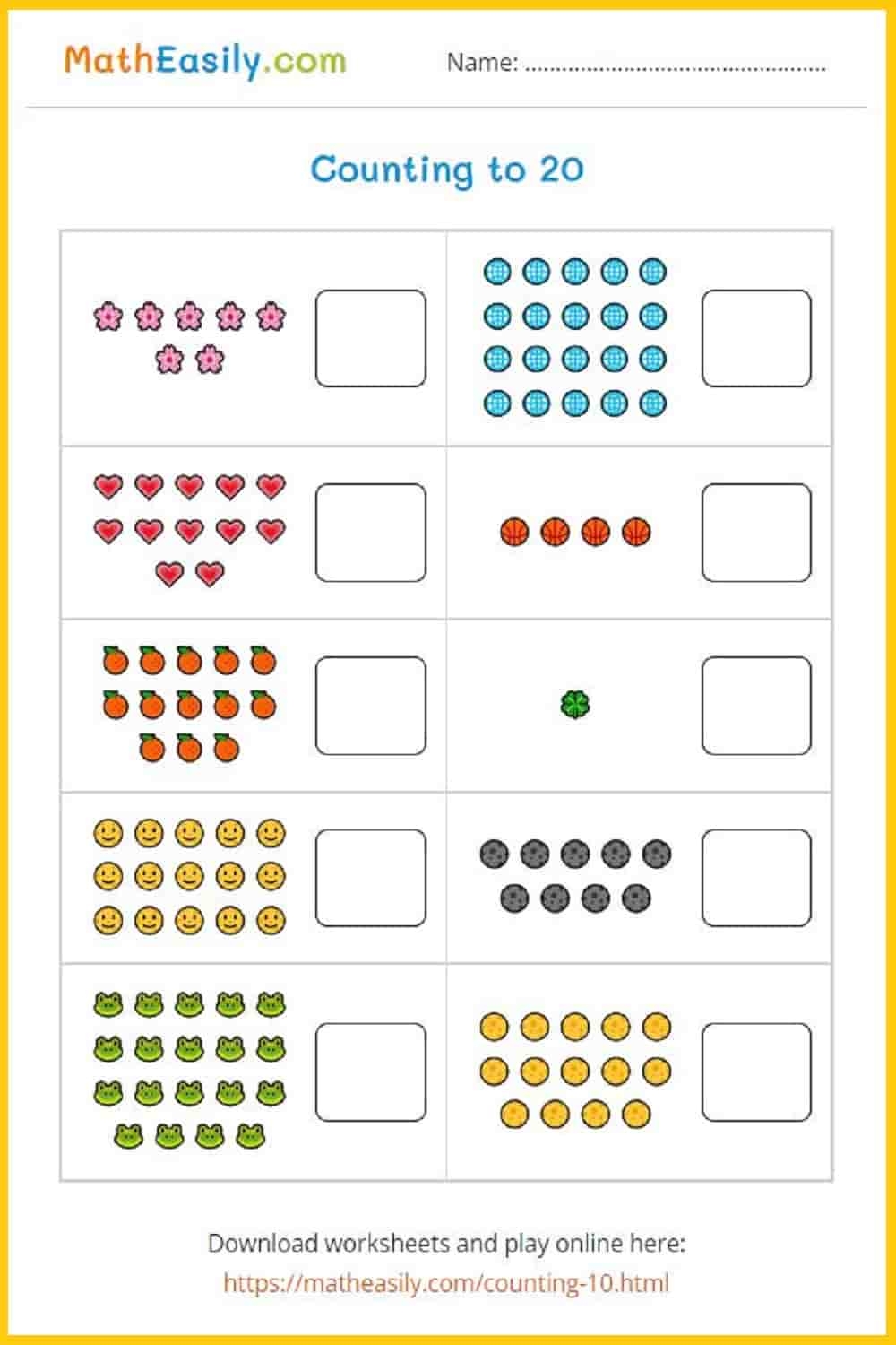 Counting Games For Kindergarten 1 20 Workheets Counting Games For Kindergarten 1 20 Workheets
