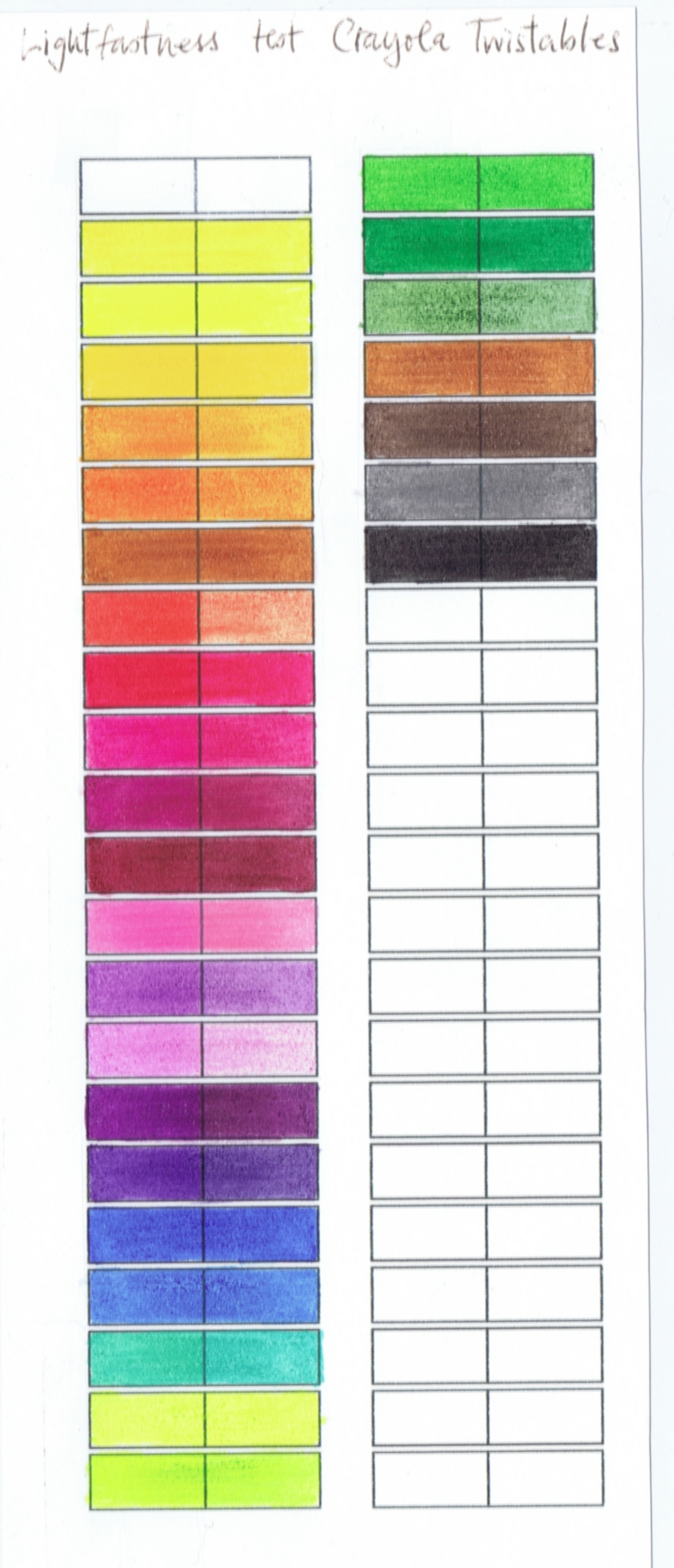 Printable Crayola Color Chart