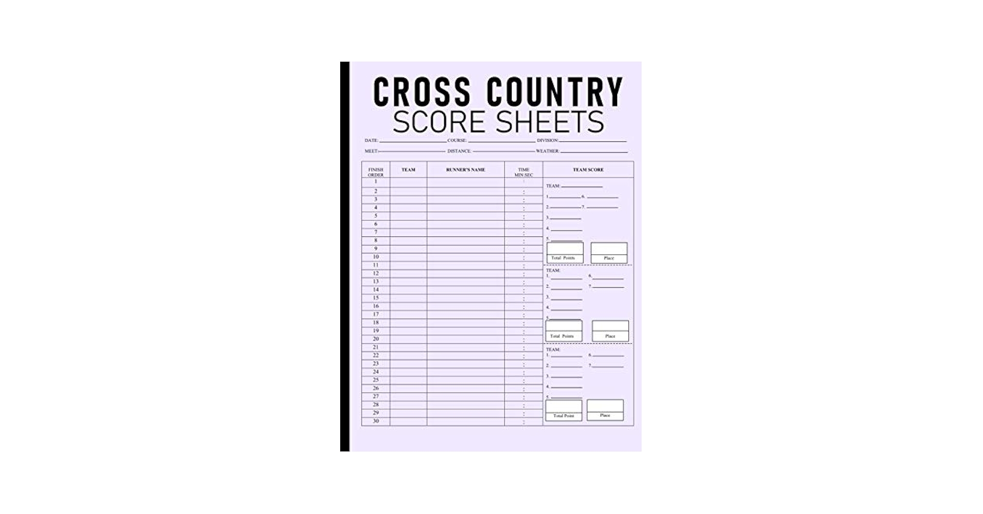 CROSS COUNTRY SCORE SHEET Cross Country Score Pads PRODUCTION GRAPHIC Amazon sg Books