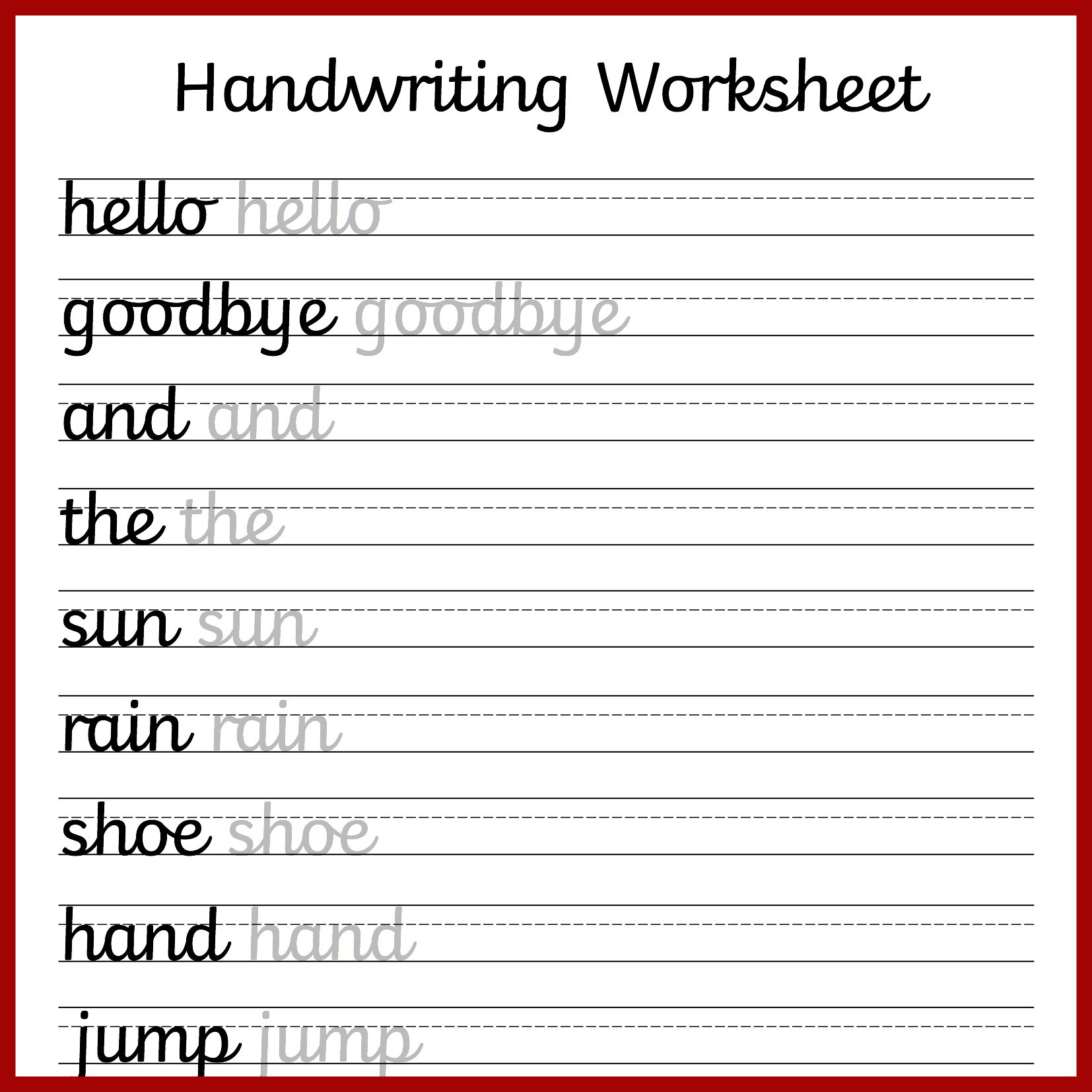 Cursive Writing Practice Sheets Printable Pdf