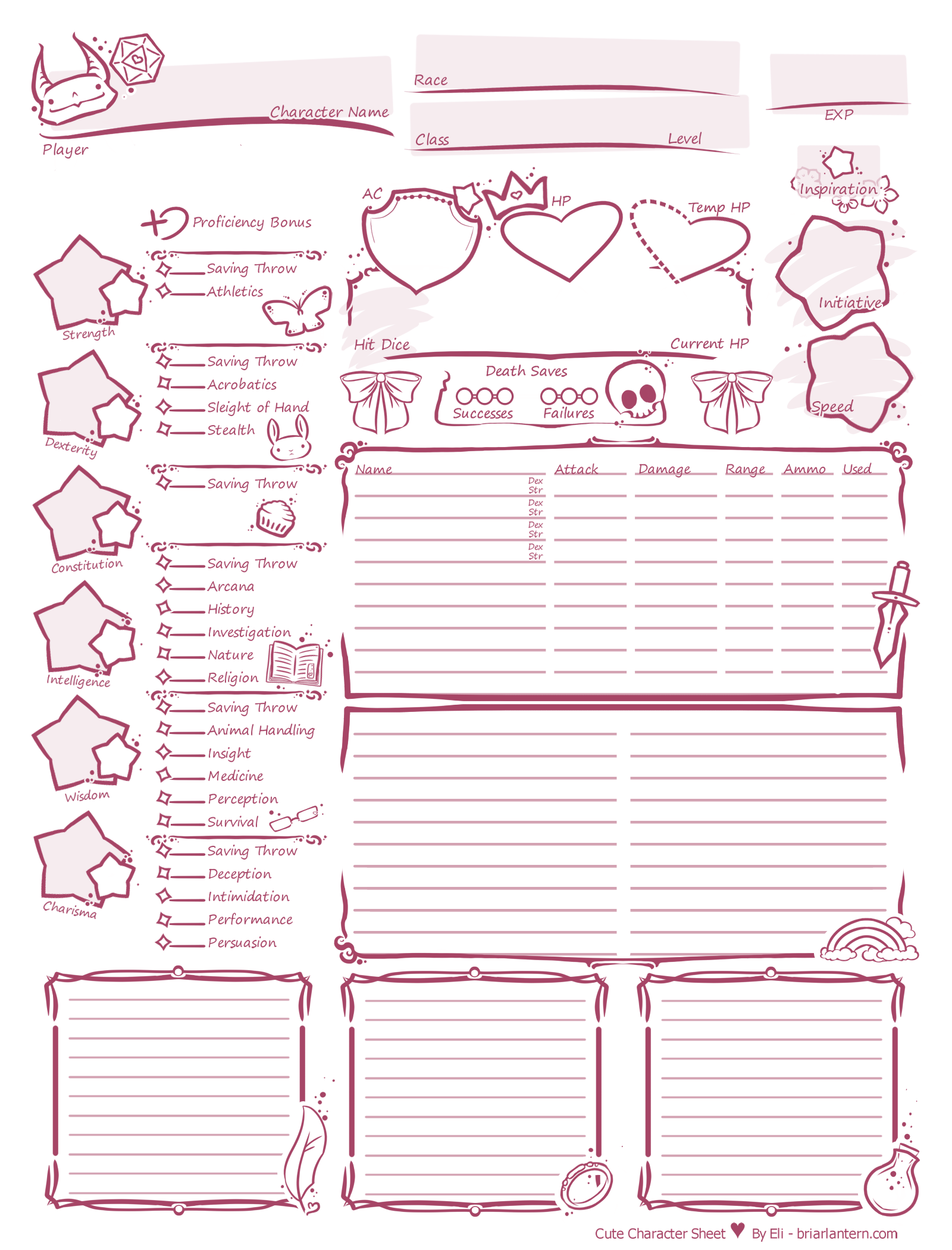 Printable Character Sheets 5e Printable Character Sheets 5e