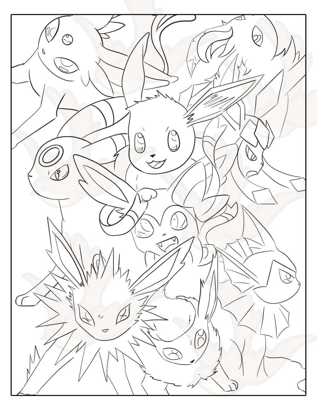 Cute Coloring Page Adult Coloring Page Printable Coloring Sheets Pokemon Coloring Sheets Eevee Coloring Sheet Vaporeon Jolteon Etsy Israel