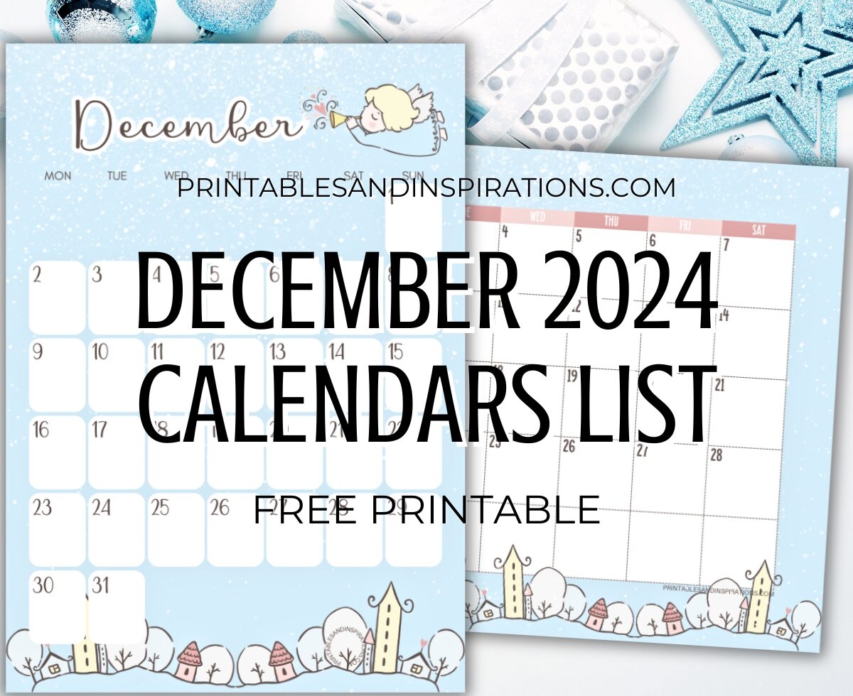 December Monthly Calendar Printable