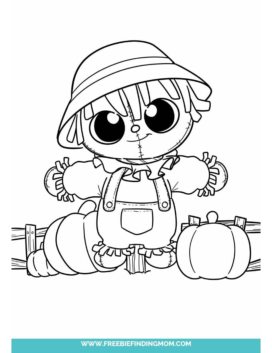 Cute Scarecrow Coloring Page Download Printable PDF Templateroller