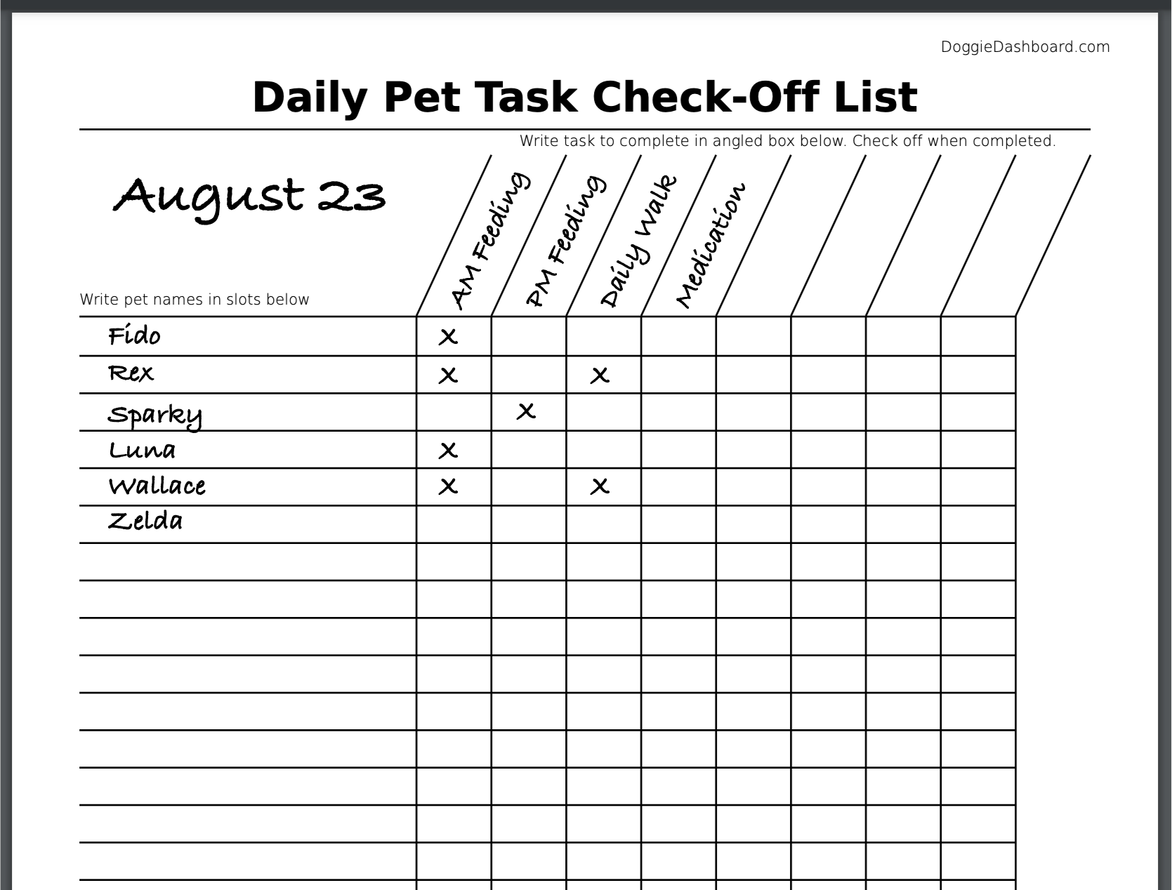 Daily Task Check List For Dog Daycares And Kennels