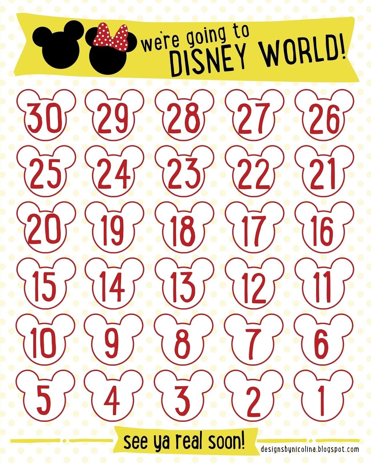 Dashing Printable Count Down To Disney Printable Blank Calendar Template