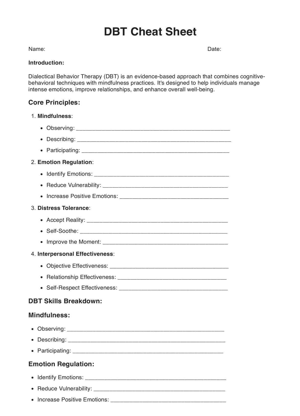 DBT Cheat Sheet Example Free PDF Download