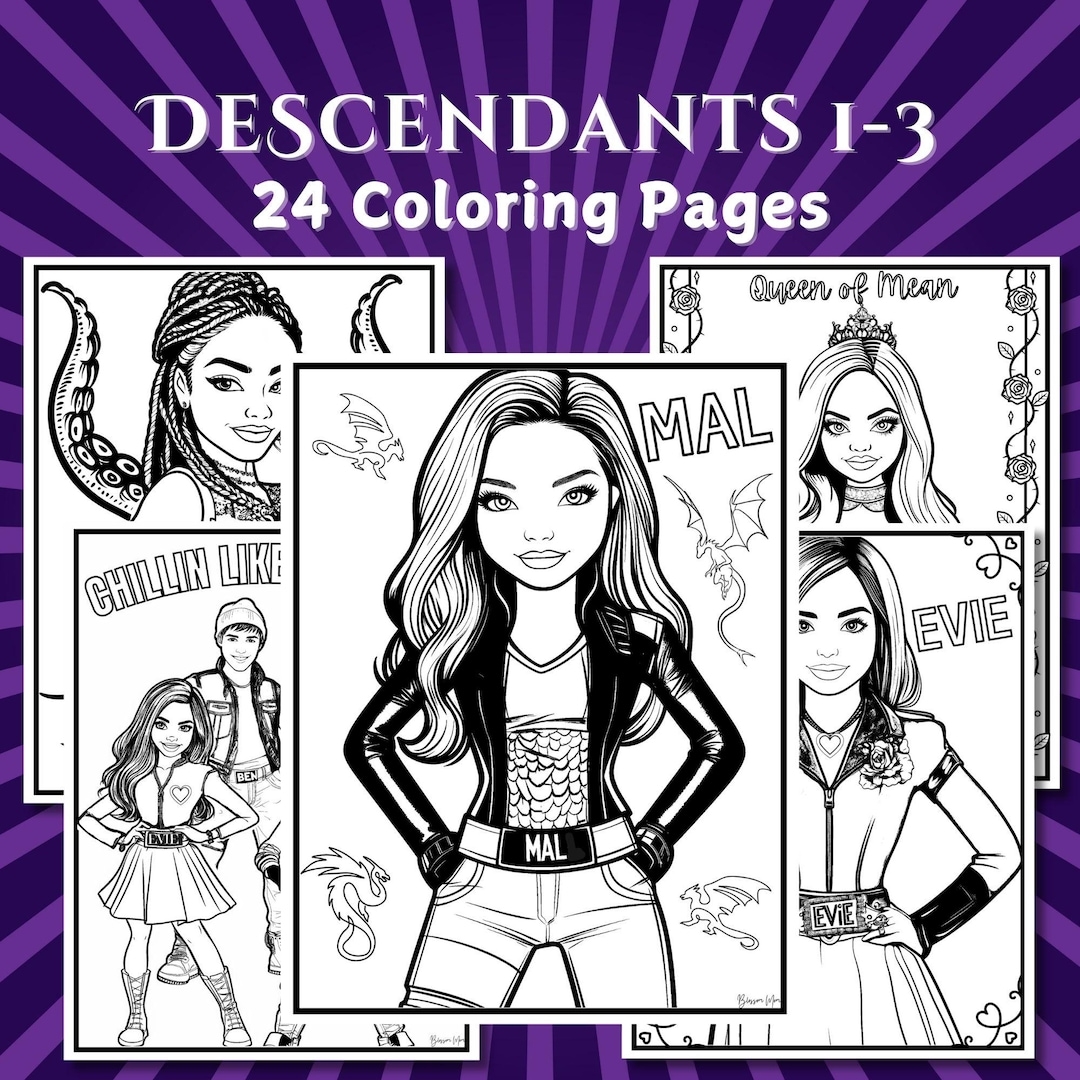 Descendants Coloring Pages Instant Download PDF Printable Descendants Birthday Color Sheets Kids Party Activity Etsy Israel Descendants Coloring Pages Instant Download PDF Printable Descendants Birthday Color Sheets Kids Party Activity Etsy Israel