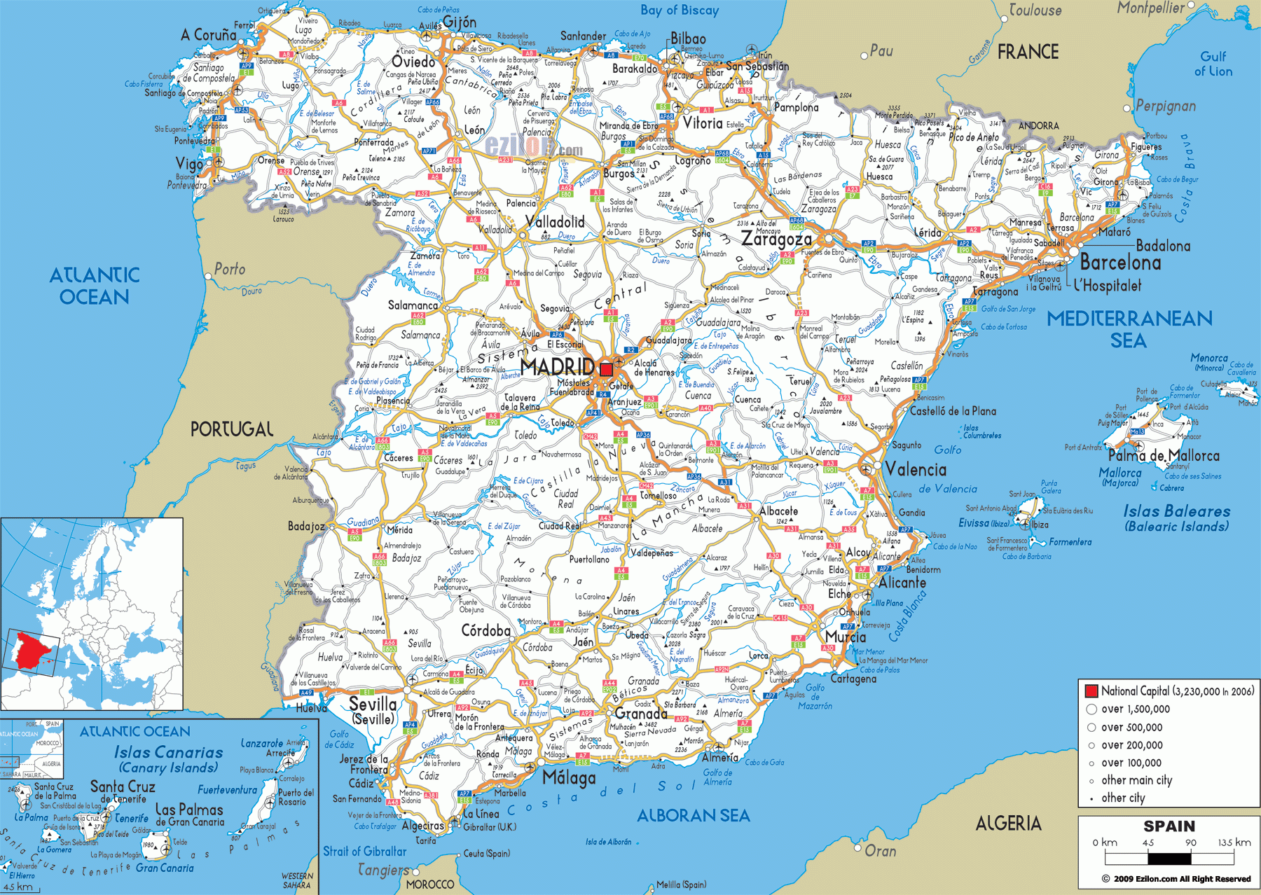 Detailed Clear Large Road Map Of Spain Ezilon Maps Detailed Clear Large Road Map Of Spain Ezilon Maps
