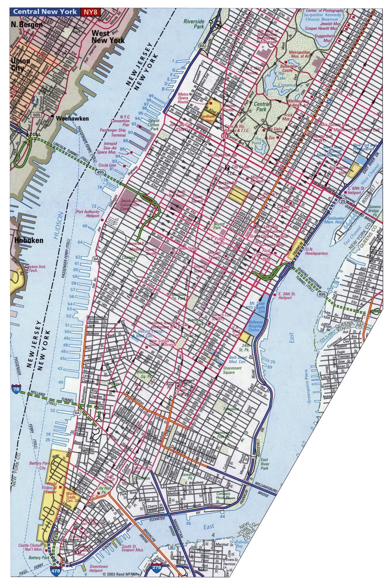 Detailed Street Map Of Manhattan NYC New York USA United Detailed Street Map Of Manhattan NYC New York USA United