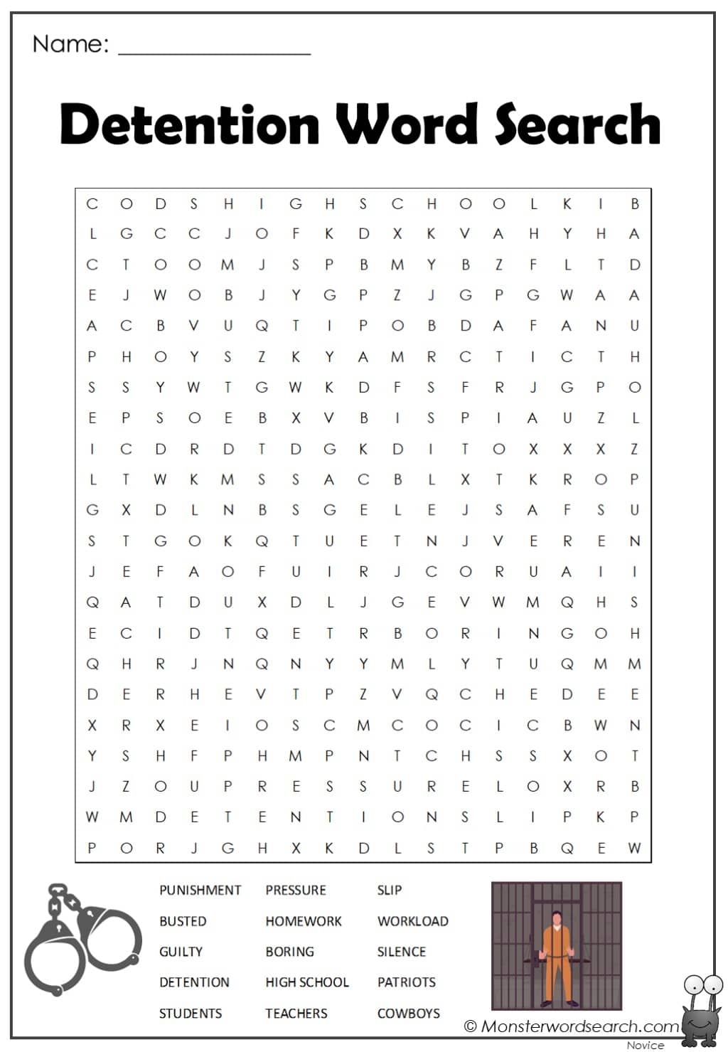 Free Printable Detention Activities Worksheets