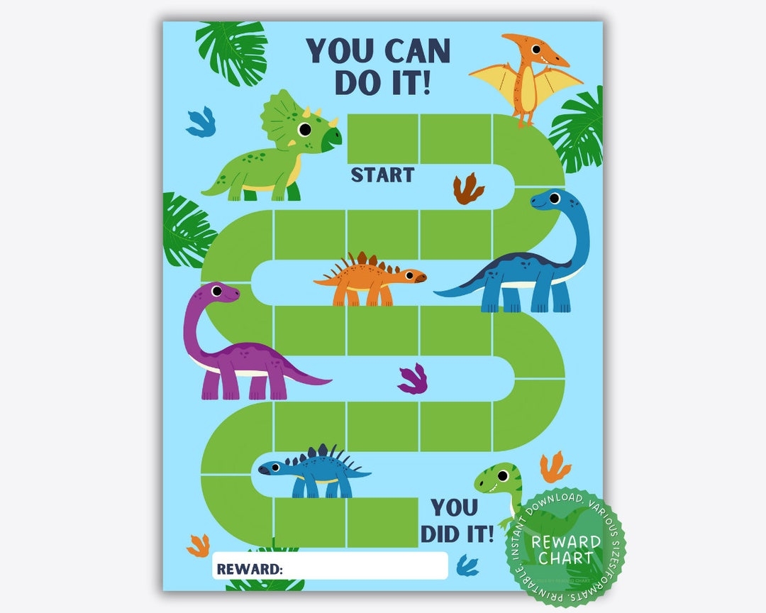 Dinosaur Potty Training Chart For Toddlers Dino Sticker Reward Chart Printable Behavior Tracker Instant Download Etsy