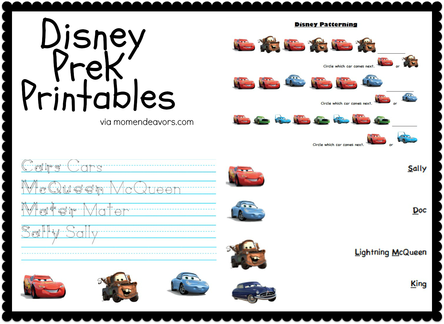 Disney Pixar Cars PreK Printable Activity Sheets Travel Tuesday Mom Endeavors