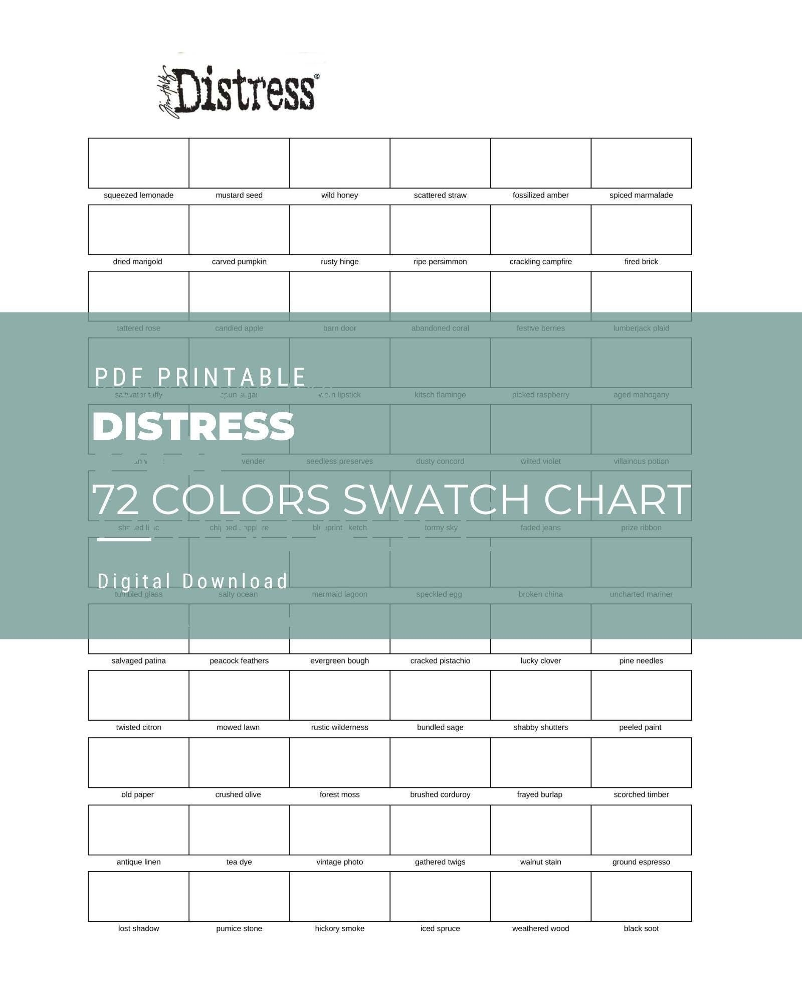 Distress 72 Colors Swatch Chart Etsy Distress 72 Colors Swatch Chart Etsy