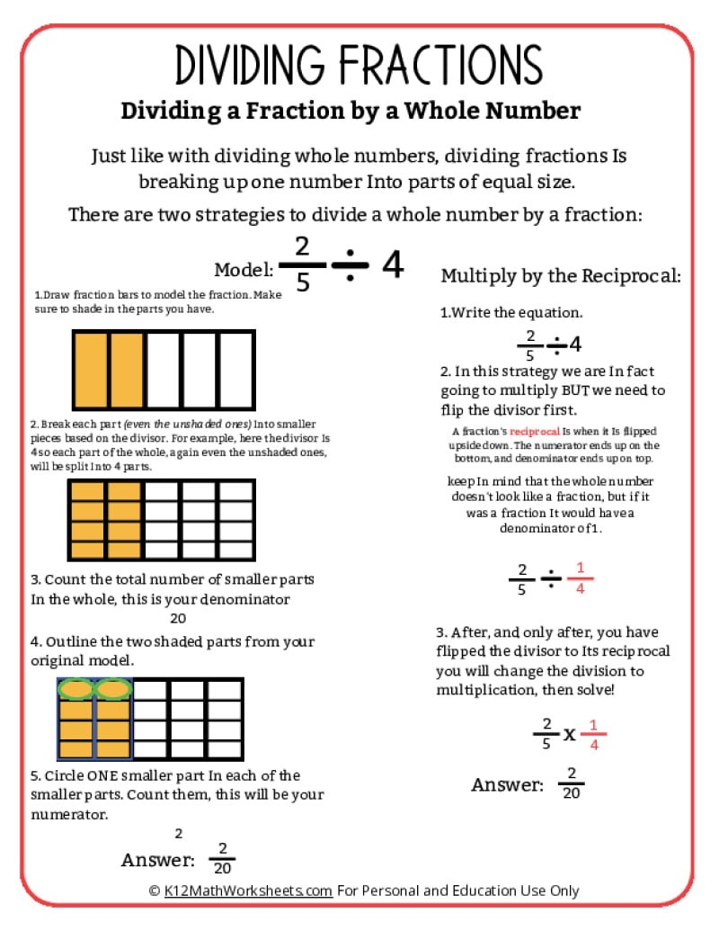 Dividing Fractions Worksheets
