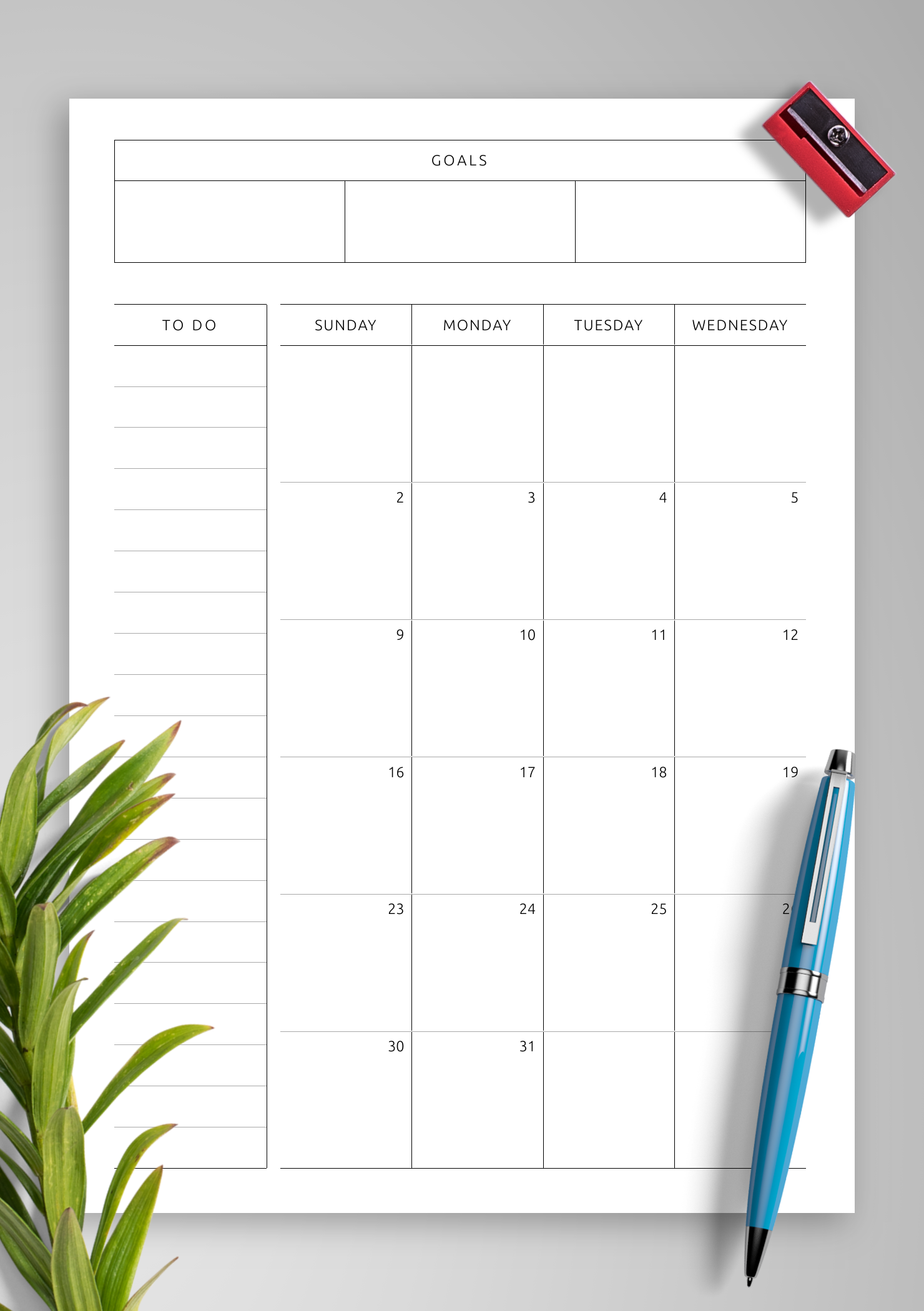 Download Monthly Calendar Template With Notes To Do Goals Download Monthly Calendar Template With Notes To Do Goals