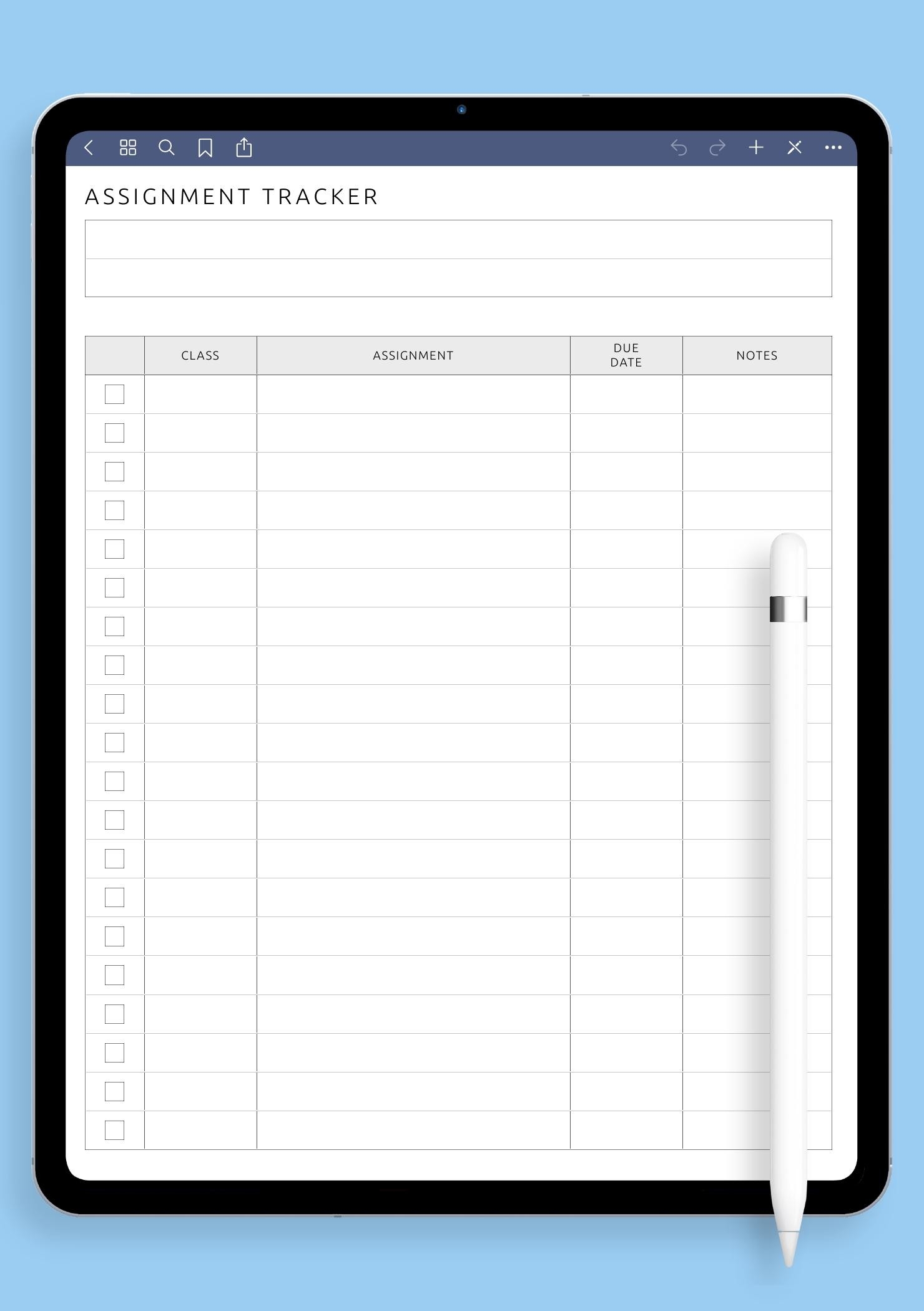 Download Printable Assignment Tracker Template PDF