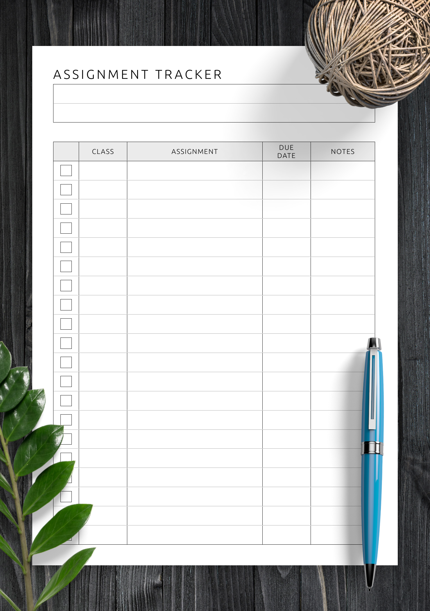 Download Printable Assignment Tracker Template PDF