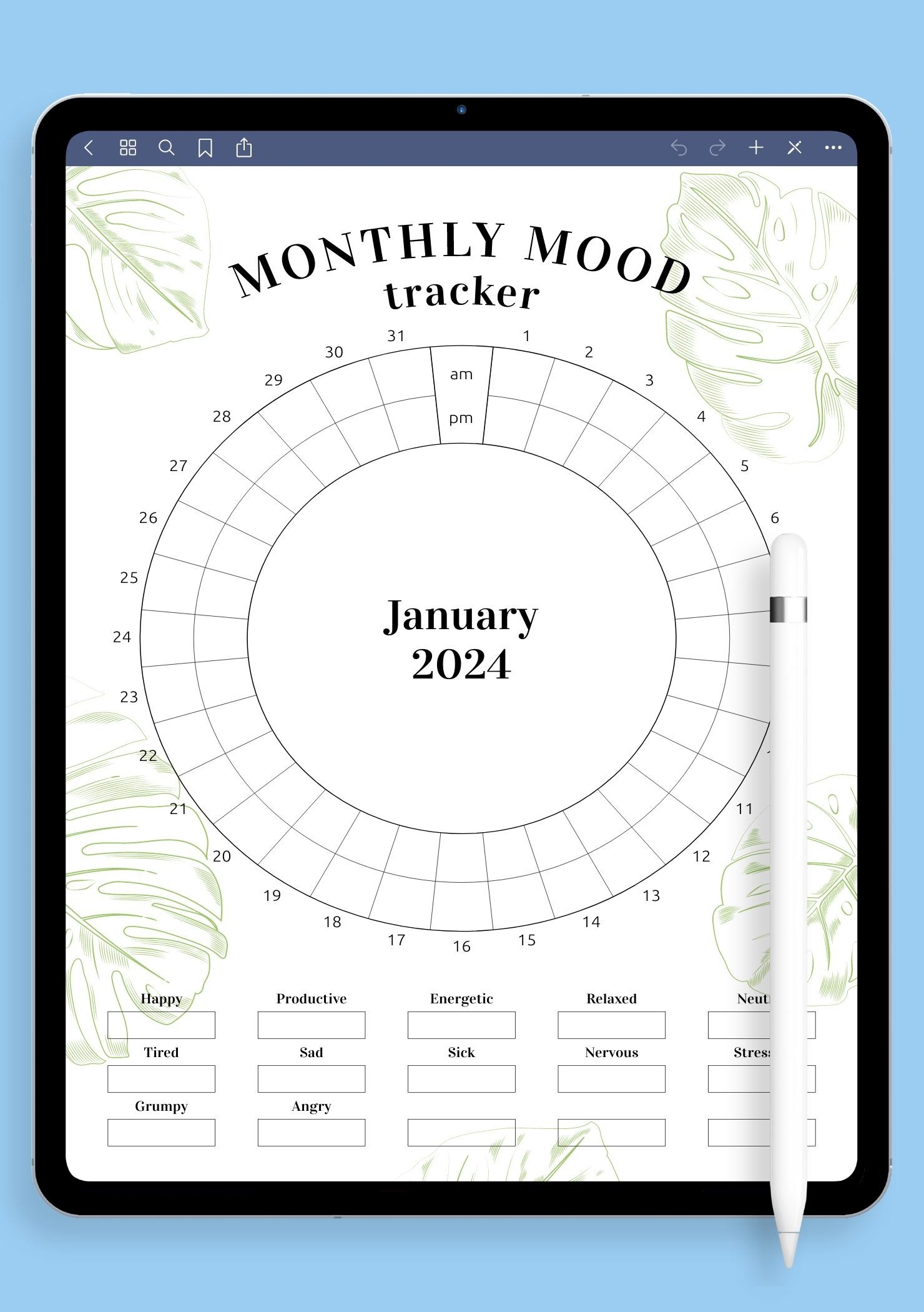Download Printable Circular Mood Tracker Template PDF