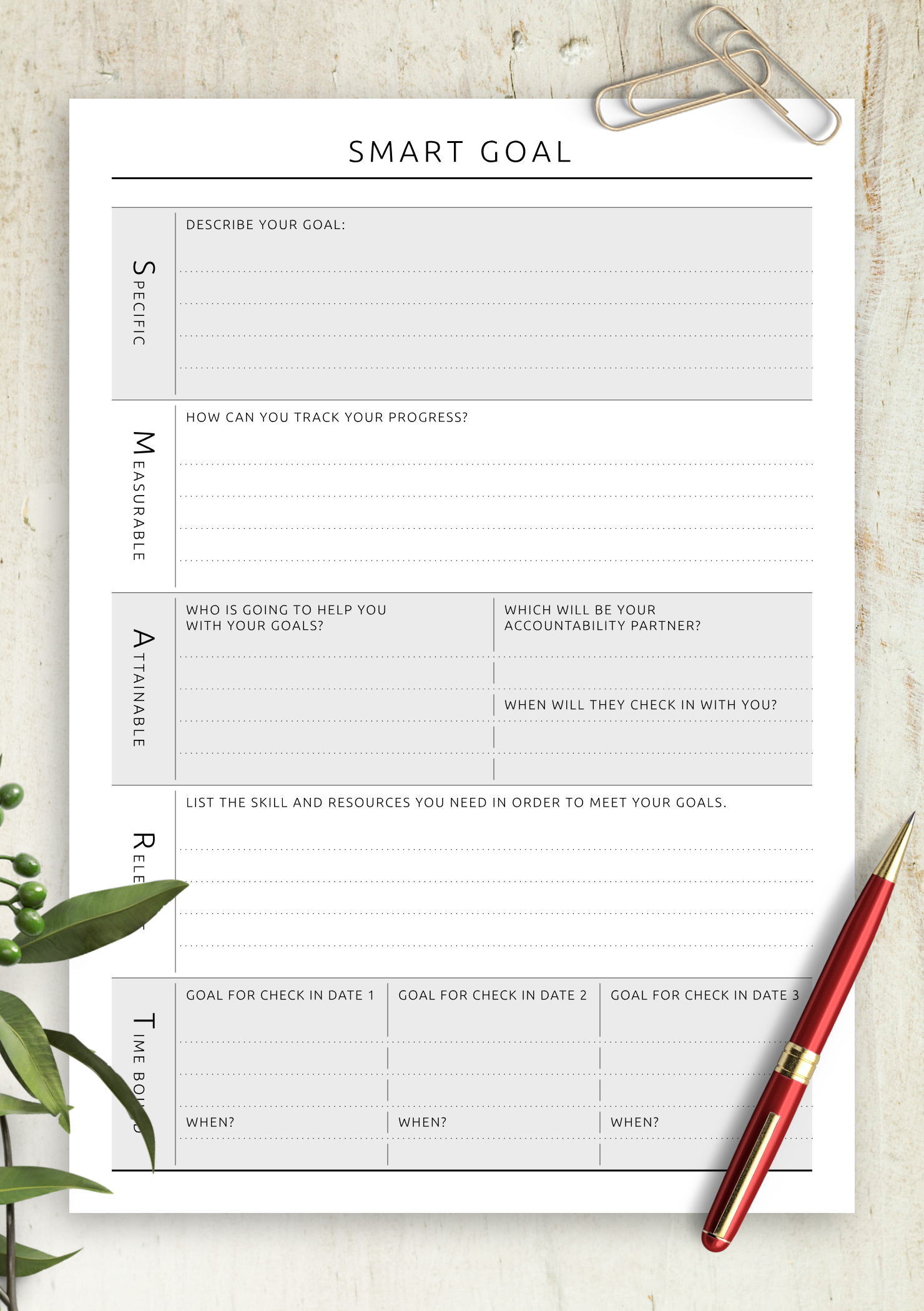 Printable Smart Goal Worksheet Printable Smart Goal Worksheet