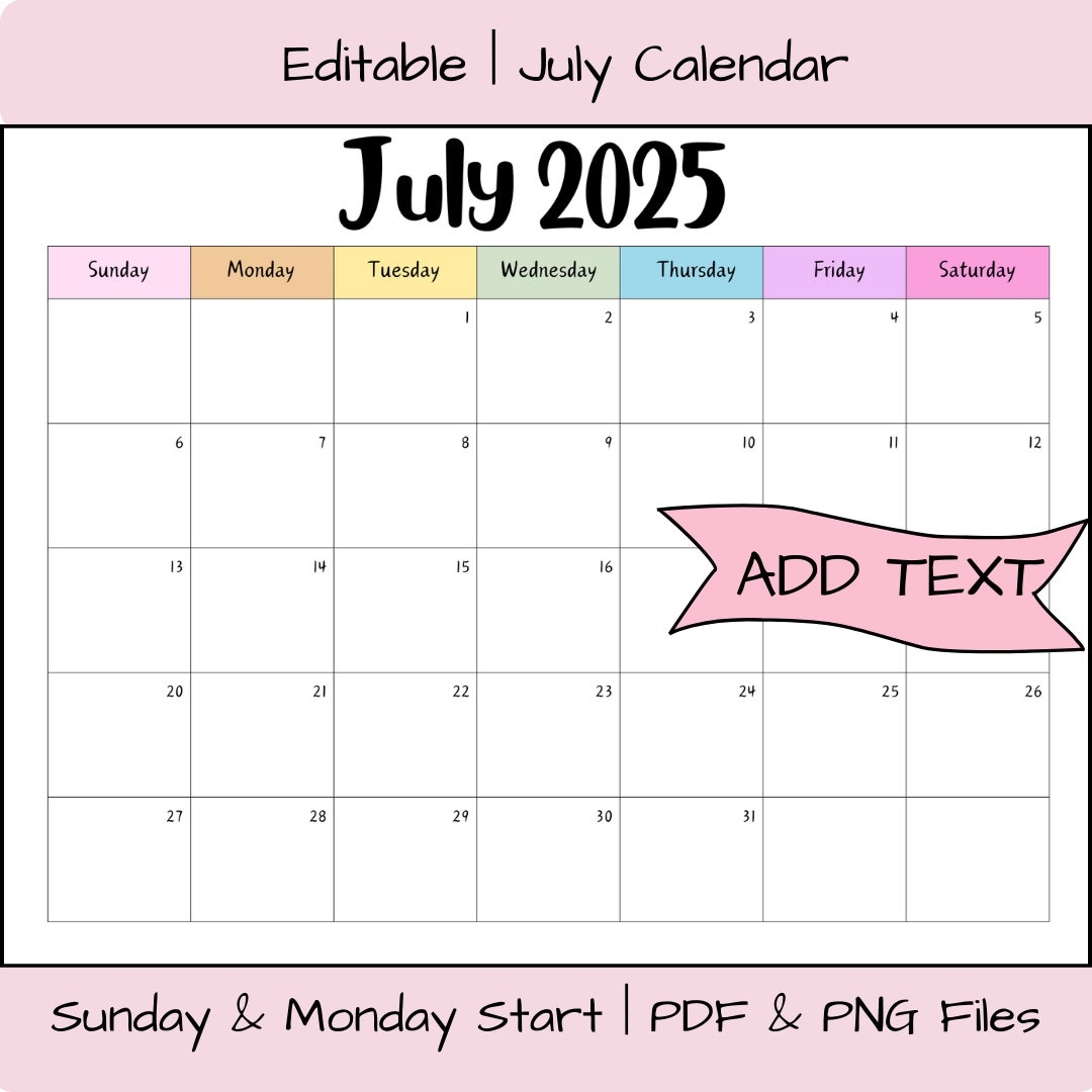 July Free Printable Calendar July Free Printable Calendar