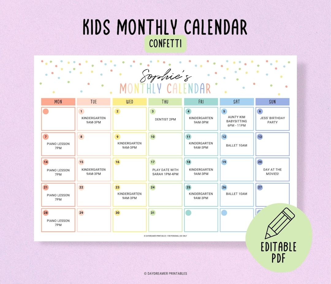 Activity Calendar Printable Activity Calendar Printable