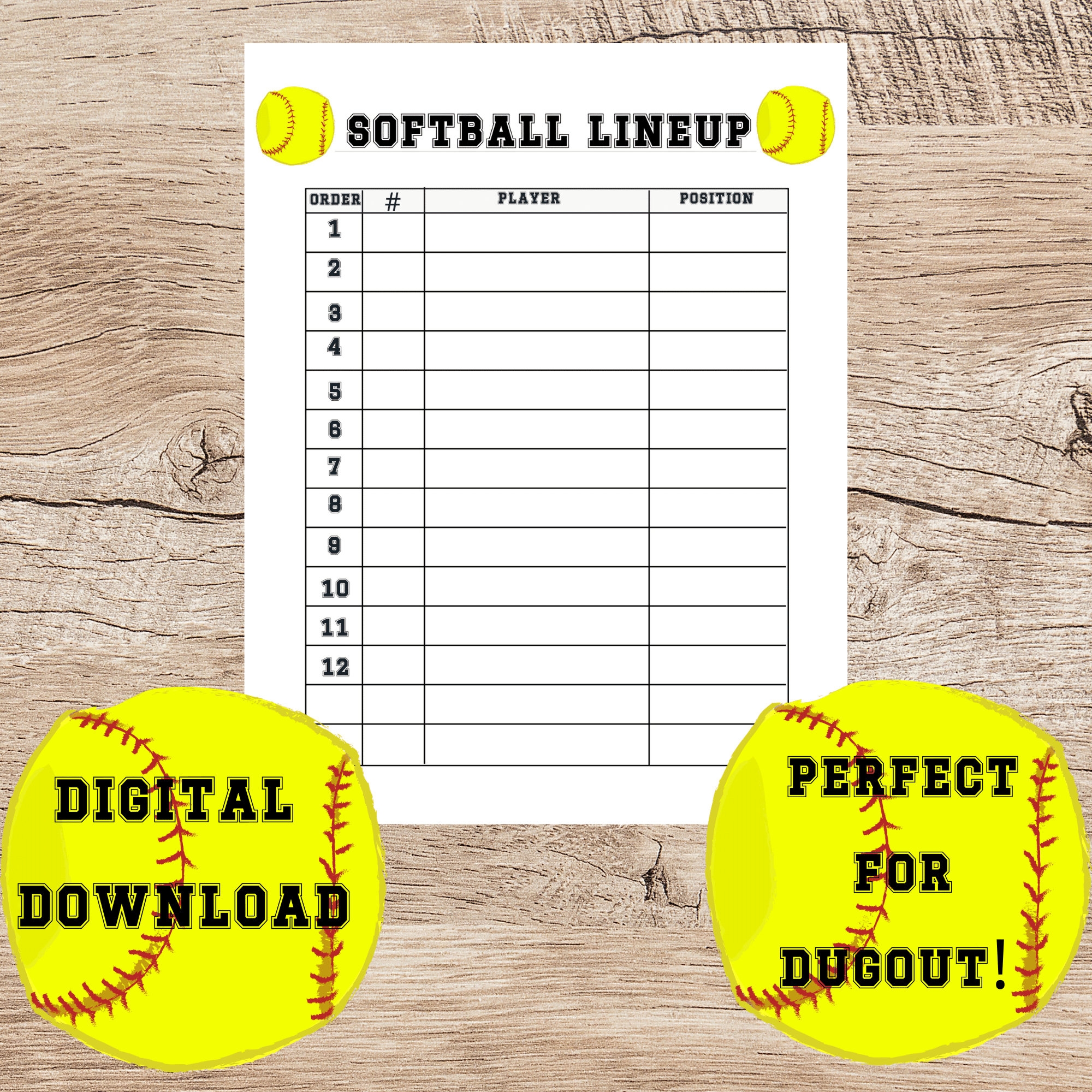 Editable Softball Lineup Card Printable softball Roster Chart Batting Lineup Dugout Organization Chart Etsy