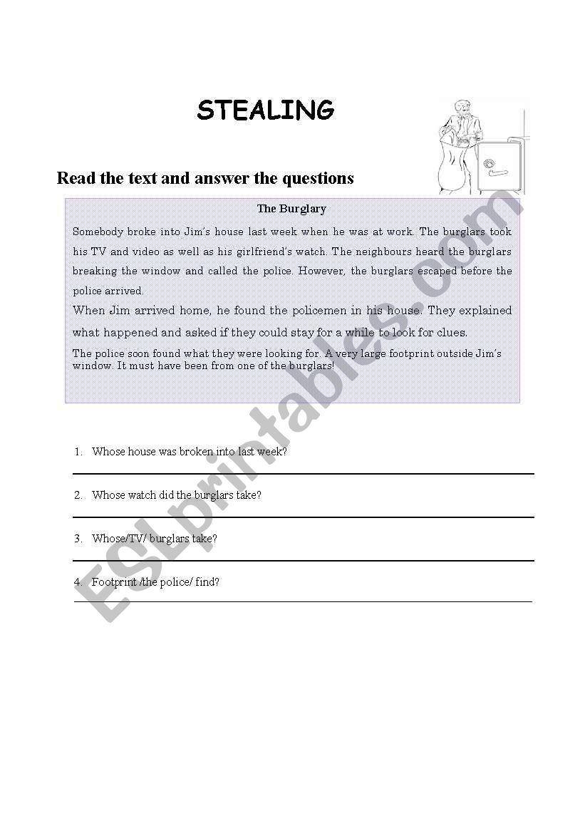 Free Printable Worksheets On Stealing Free Printable Worksheets On Stealing