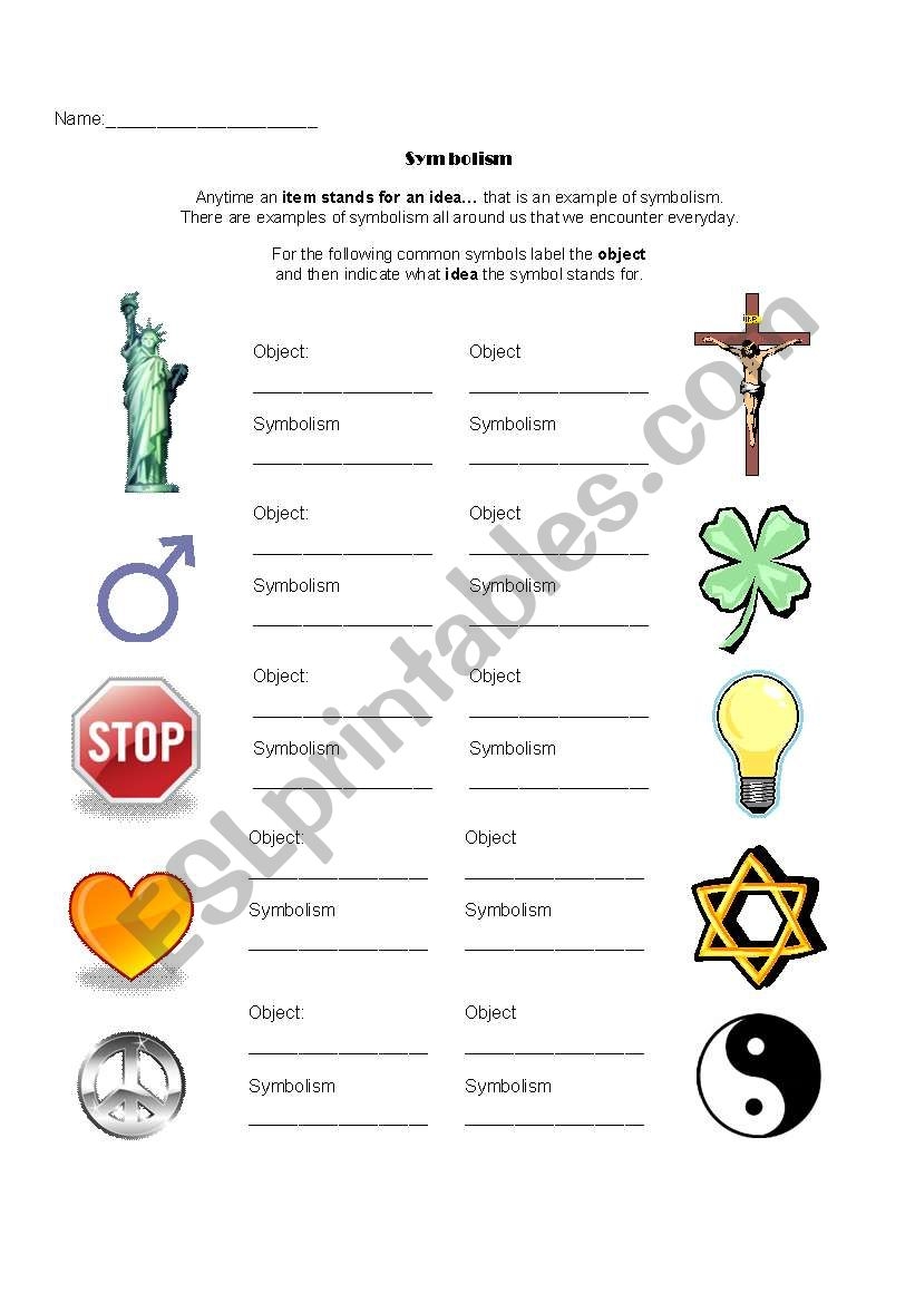 English Worksheets Symbolism WS Worksheets Library