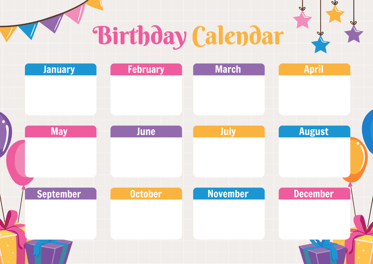 Printable Birthday Calendar Pdf