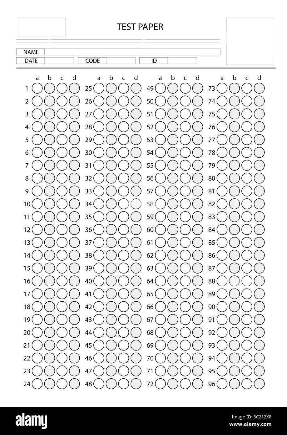 Blank Answer Sheet Printable