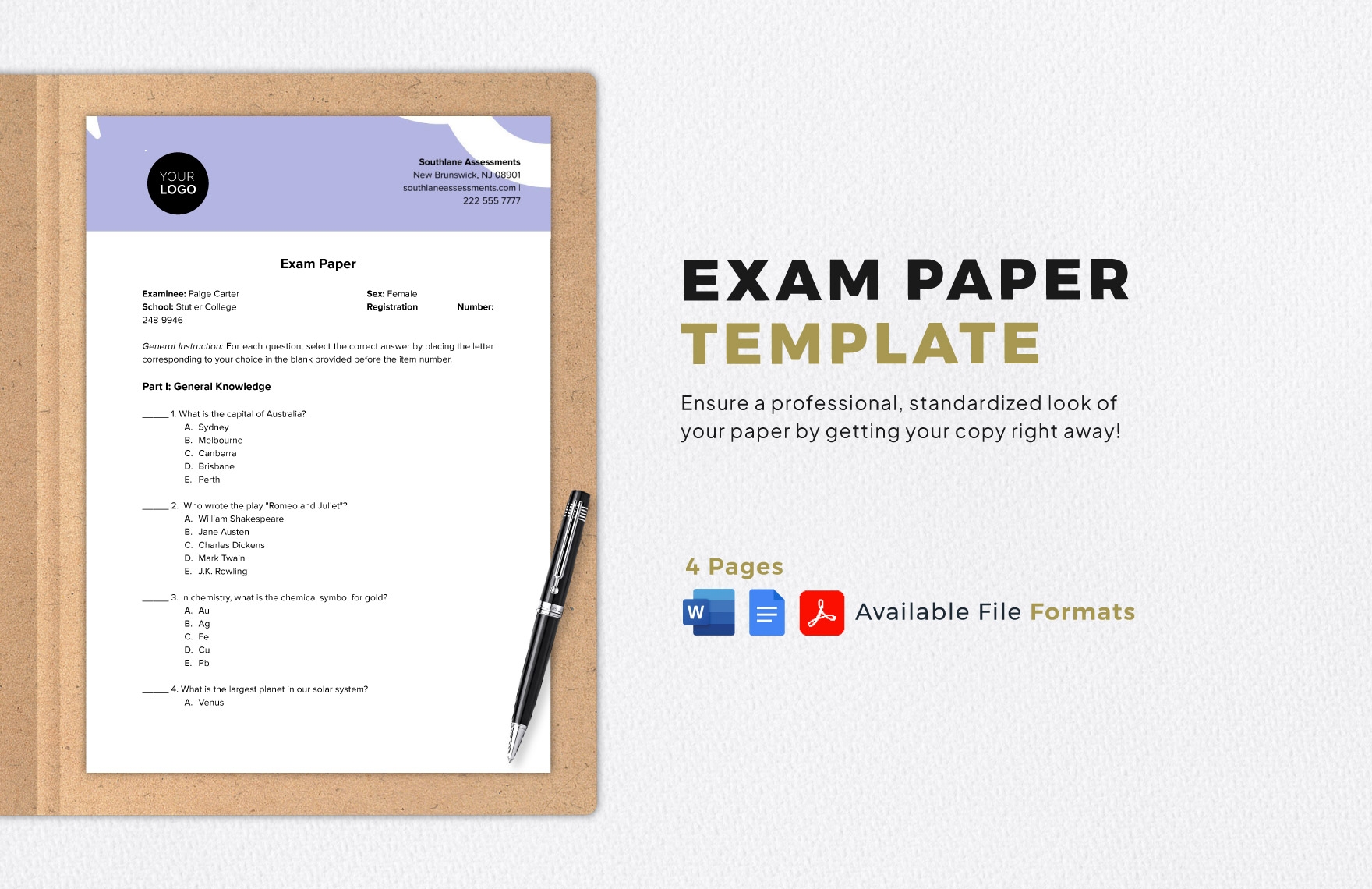 Exam Paper Template In Word PDF Google Docs Download Template Exam Paper Template In Word PDF Google Docs Download Template