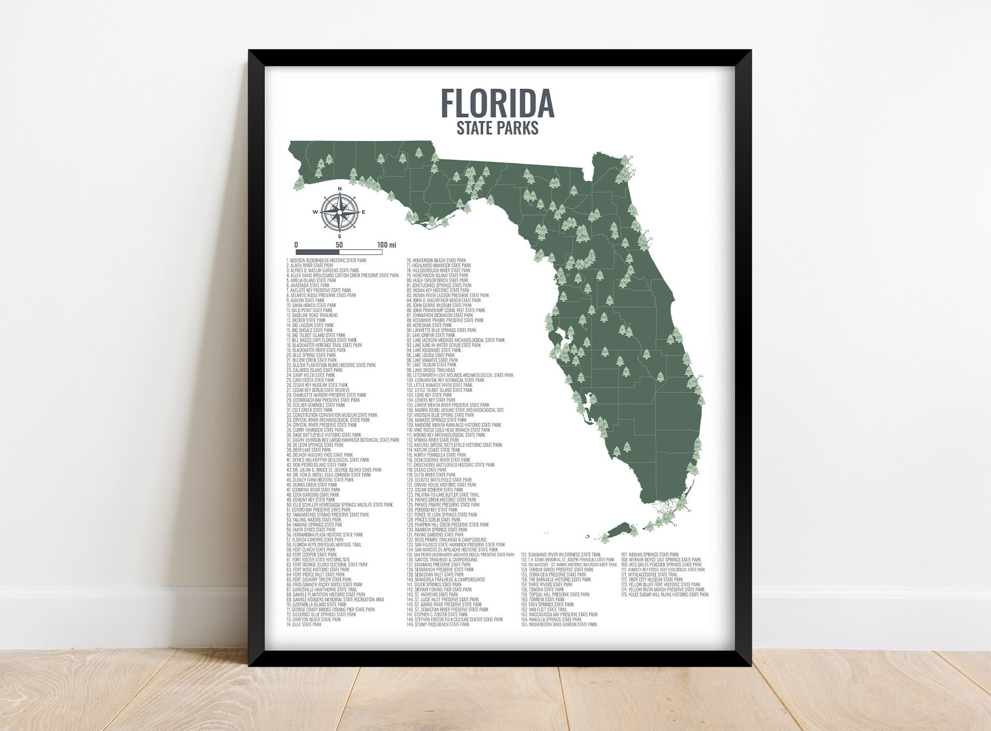 Florida State Parks Map Print Etsy