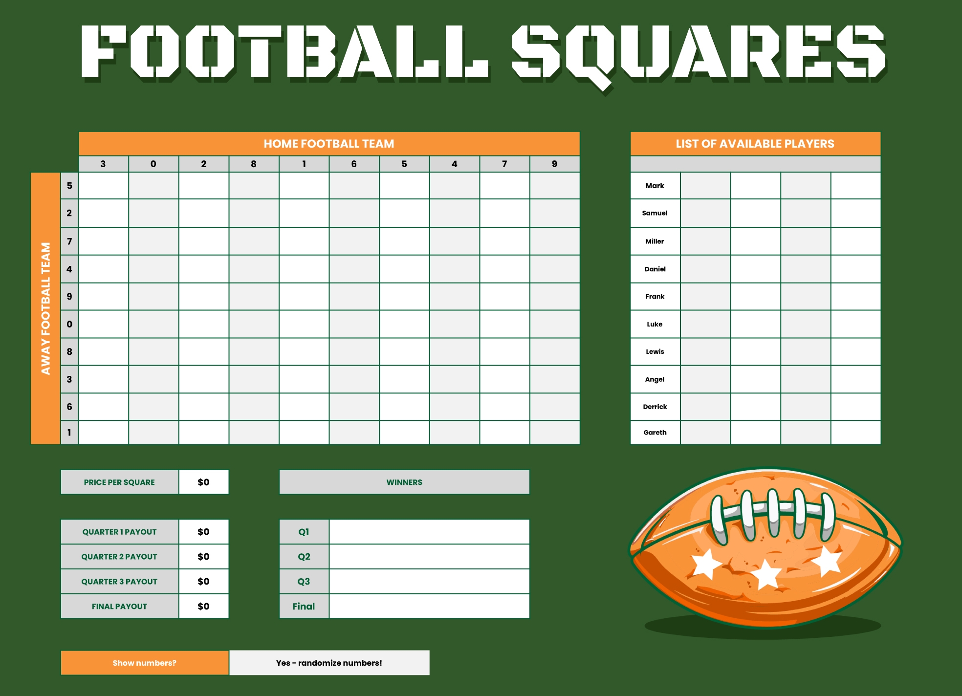Football Squares Free Google Sheets Excel Template Gdoc io